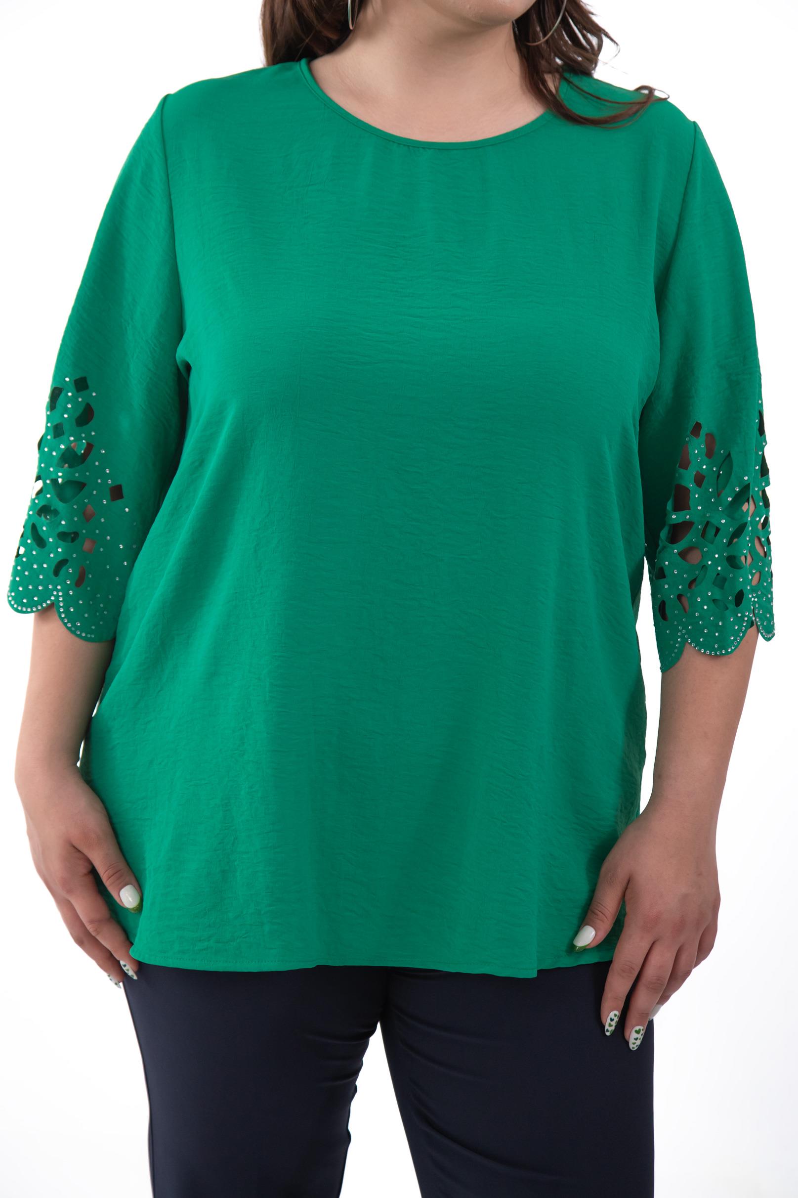 Büyük Beden 111960 Kolu Taş İşlemeli  Bluz  Yeşil