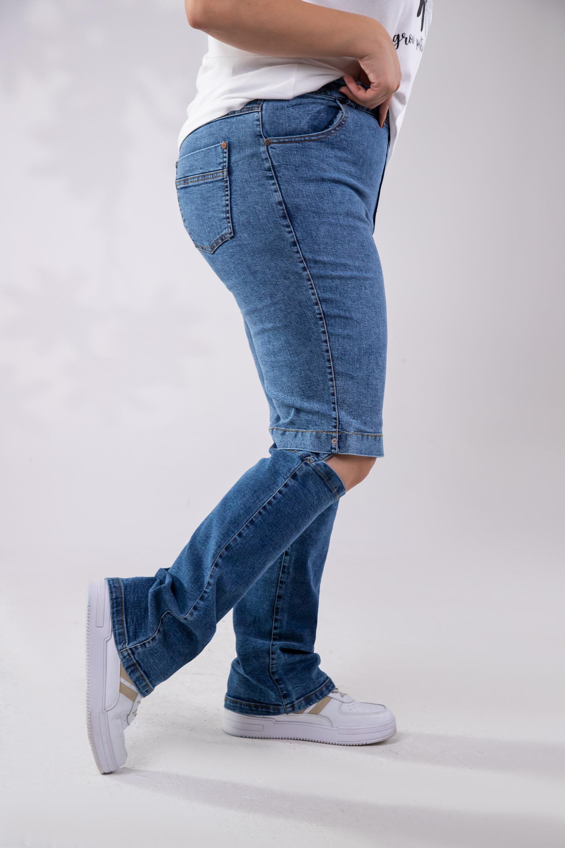 Büyük Beden 112006 Denim Kapri-Pantolon  Mavi