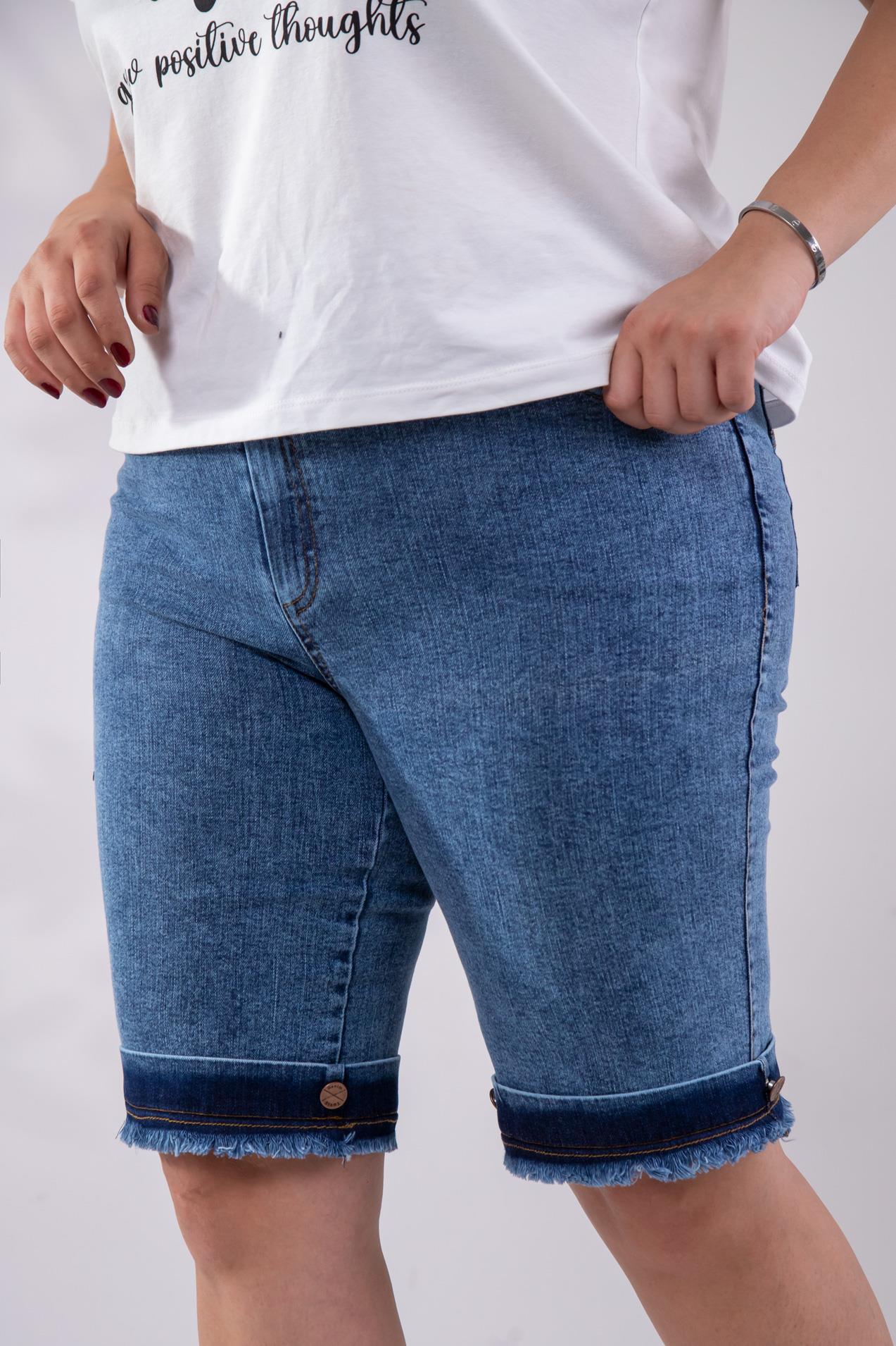 Büyük Beden 112006 Denim Kapri-Pantolon  Mavi