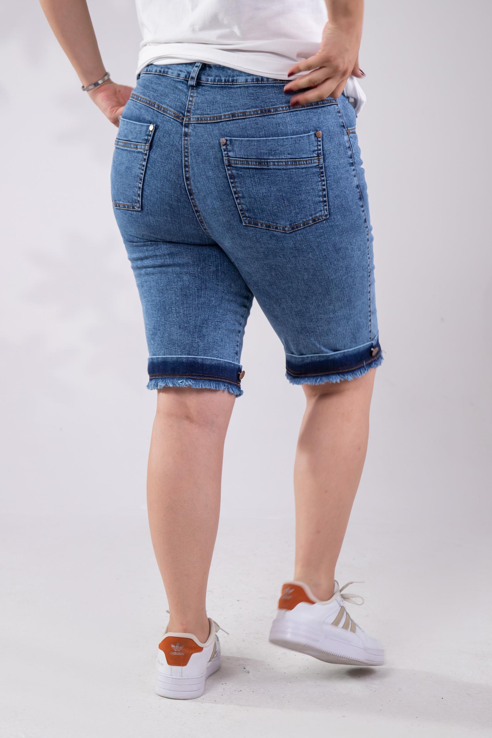 Büyük Beden 112006 Denim Kapri-Pantolon  Mavi