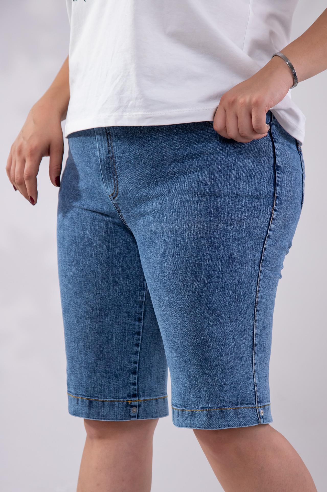 Büyük Beden 112006 Denim Kapri-Pantolon  Mavi