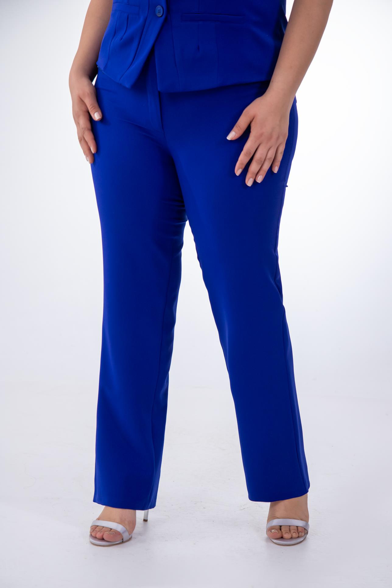 Büyük Beden 112035 Düğme Detaylı Yelekli Takım  Saks