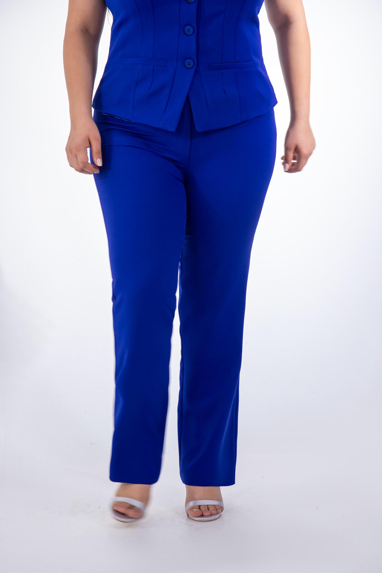 Büyük Beden 112035 Düğme Detaylı Yelekli Takım  Saks