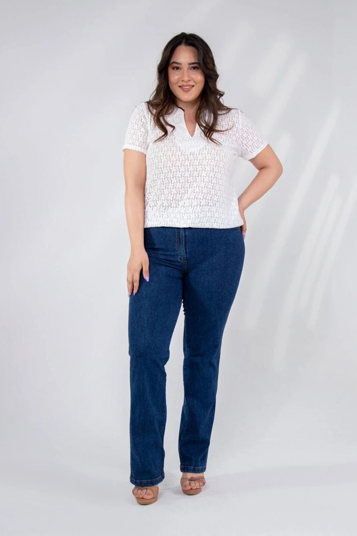 Büyük Beden 112067 Denim  Pantolon  Mavi