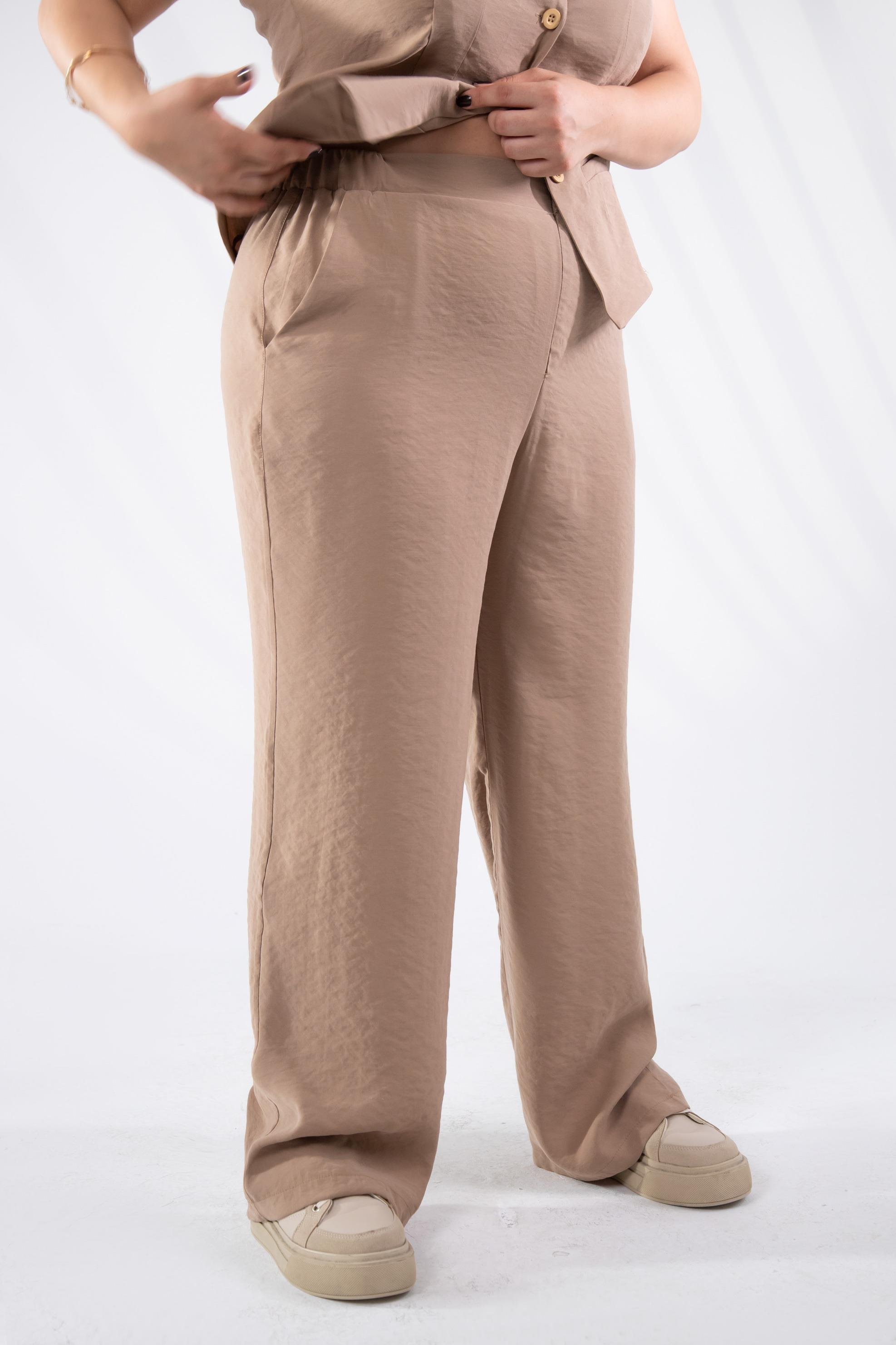 Büyük Beden 112106 Tencel Pantolon  Vizon