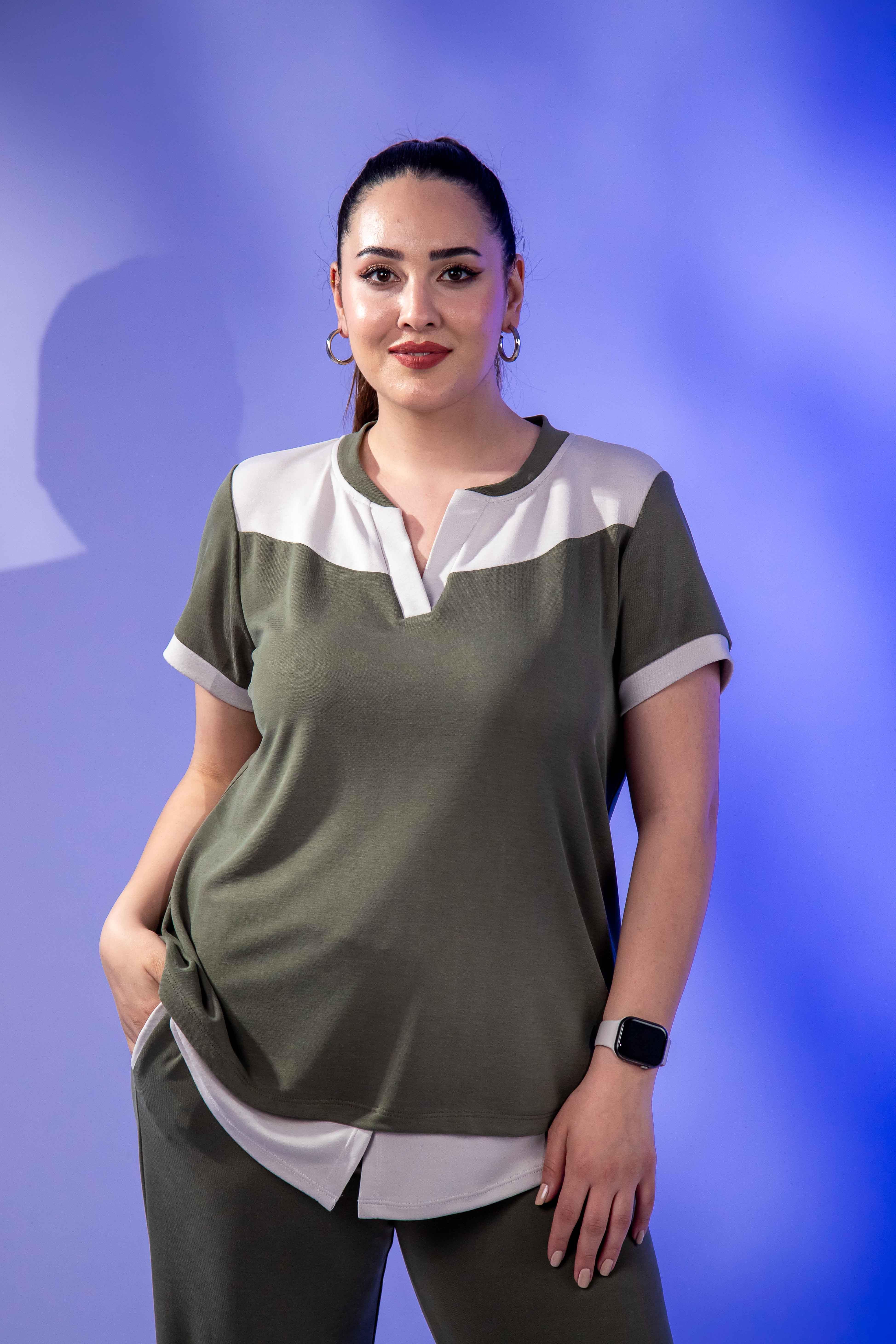 Büyük Beden 1122512 Garnili 2'li Takım  Haki