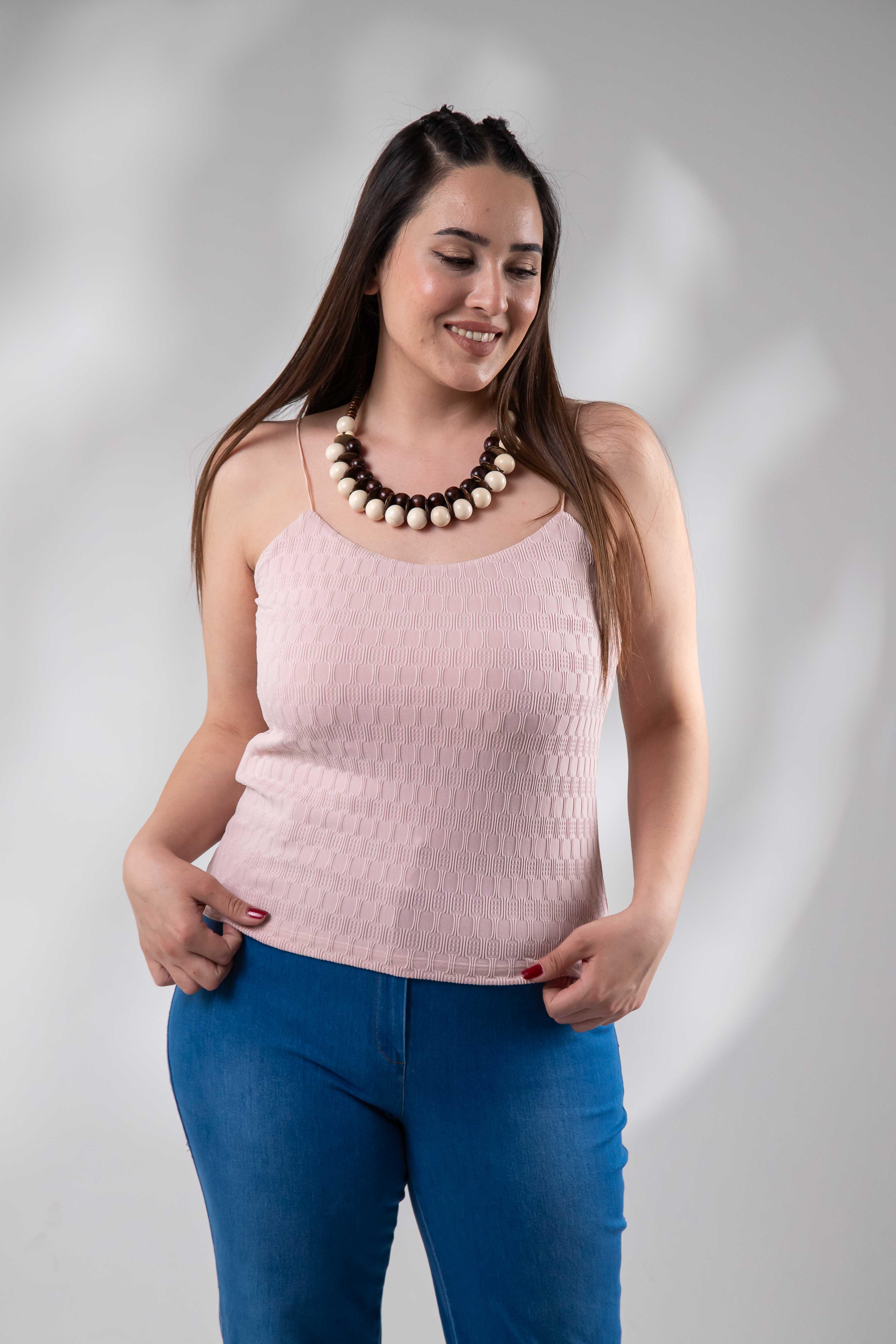 Büyük Beden 1122557 Askılı Bluz  Pudra