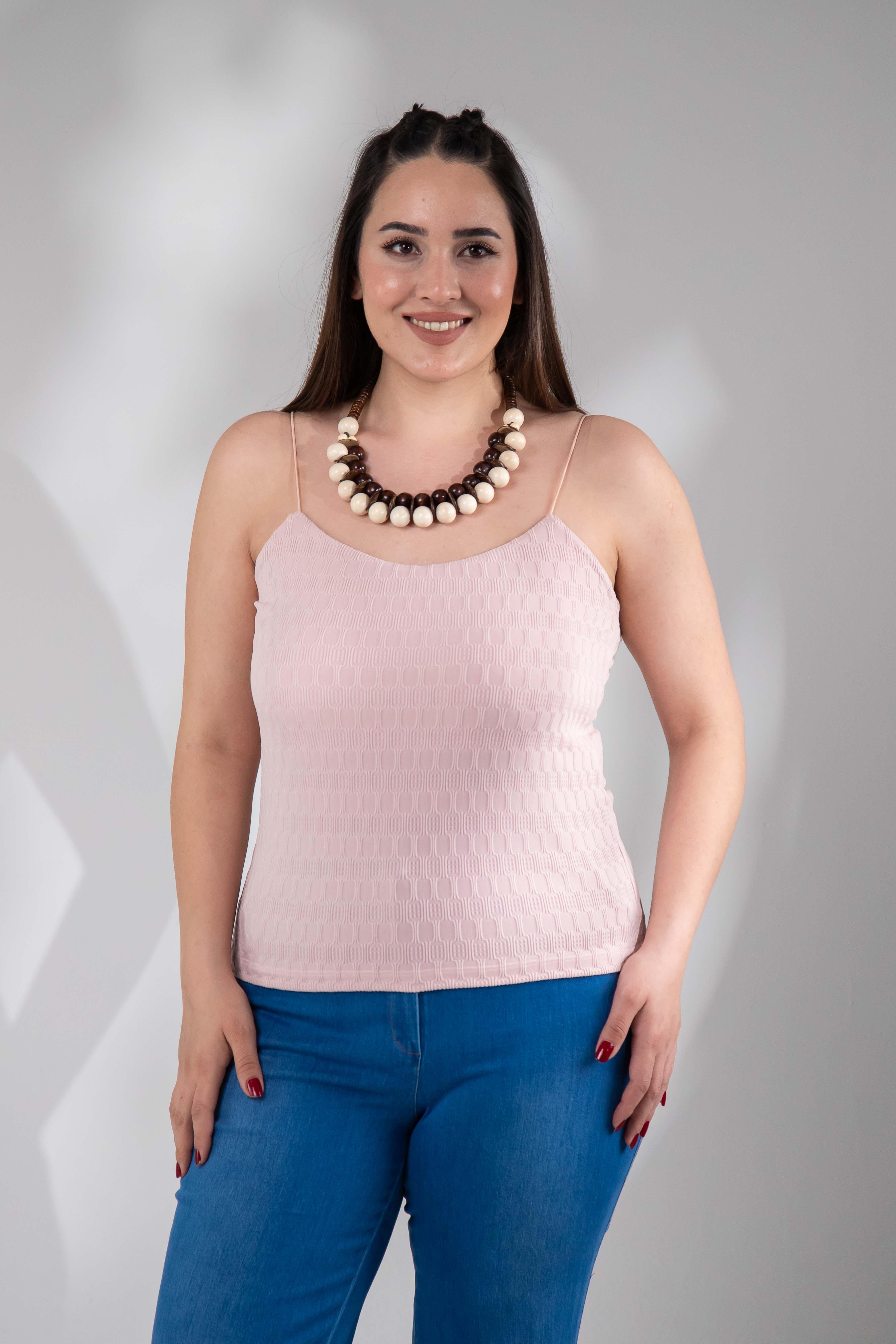 Büyük Beden 1122557 Askılı Bluz  Pudra