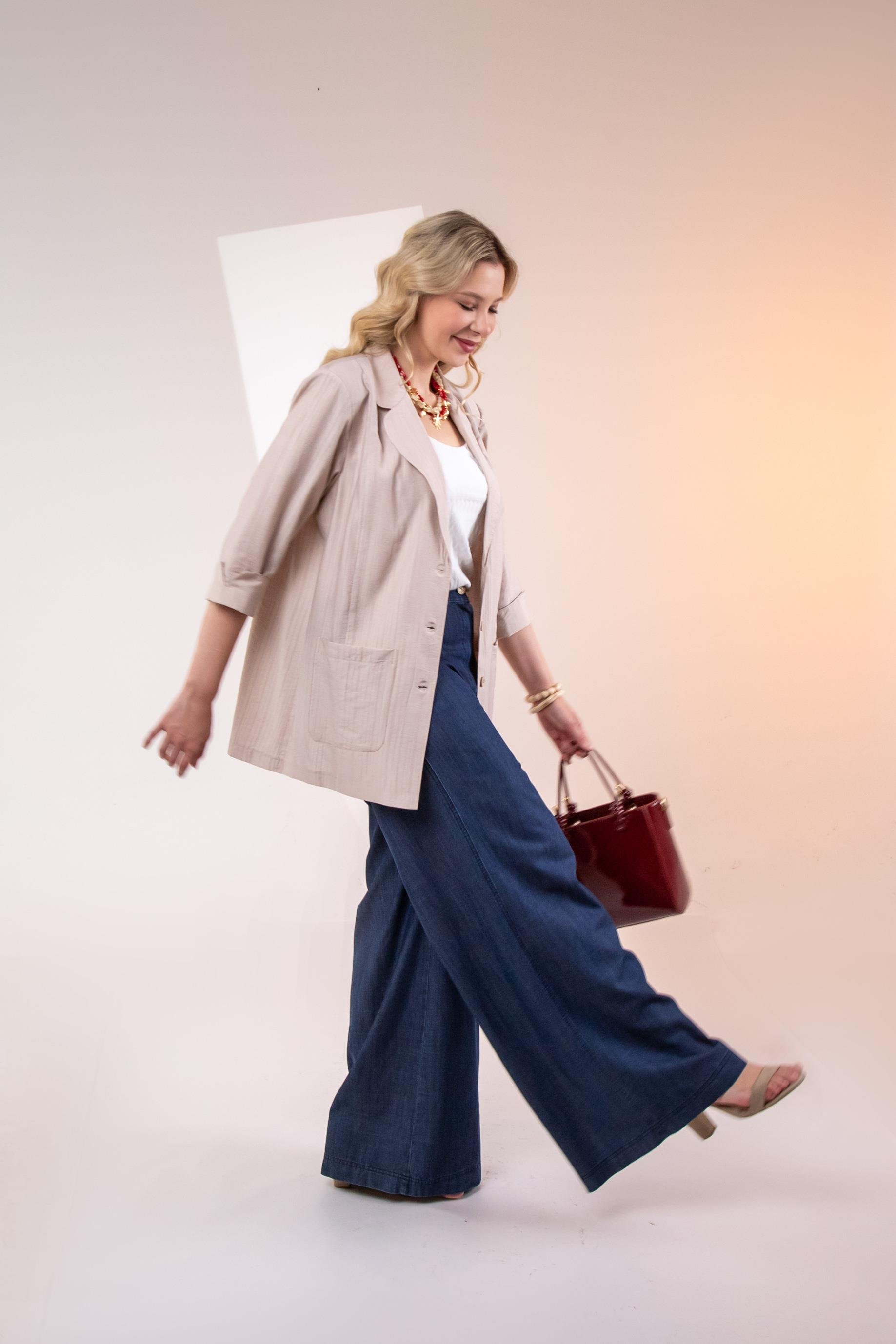 Büyük Beden 1122577 Cepli Ceket Bej