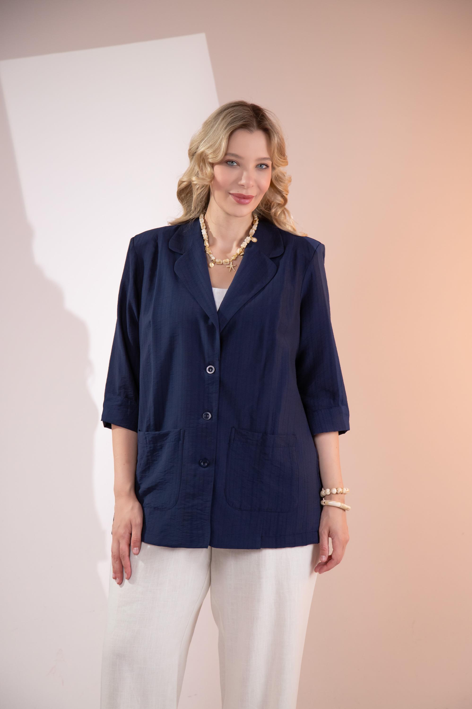 Büyük Beden 1122577 Cepli Ceket Lacivert