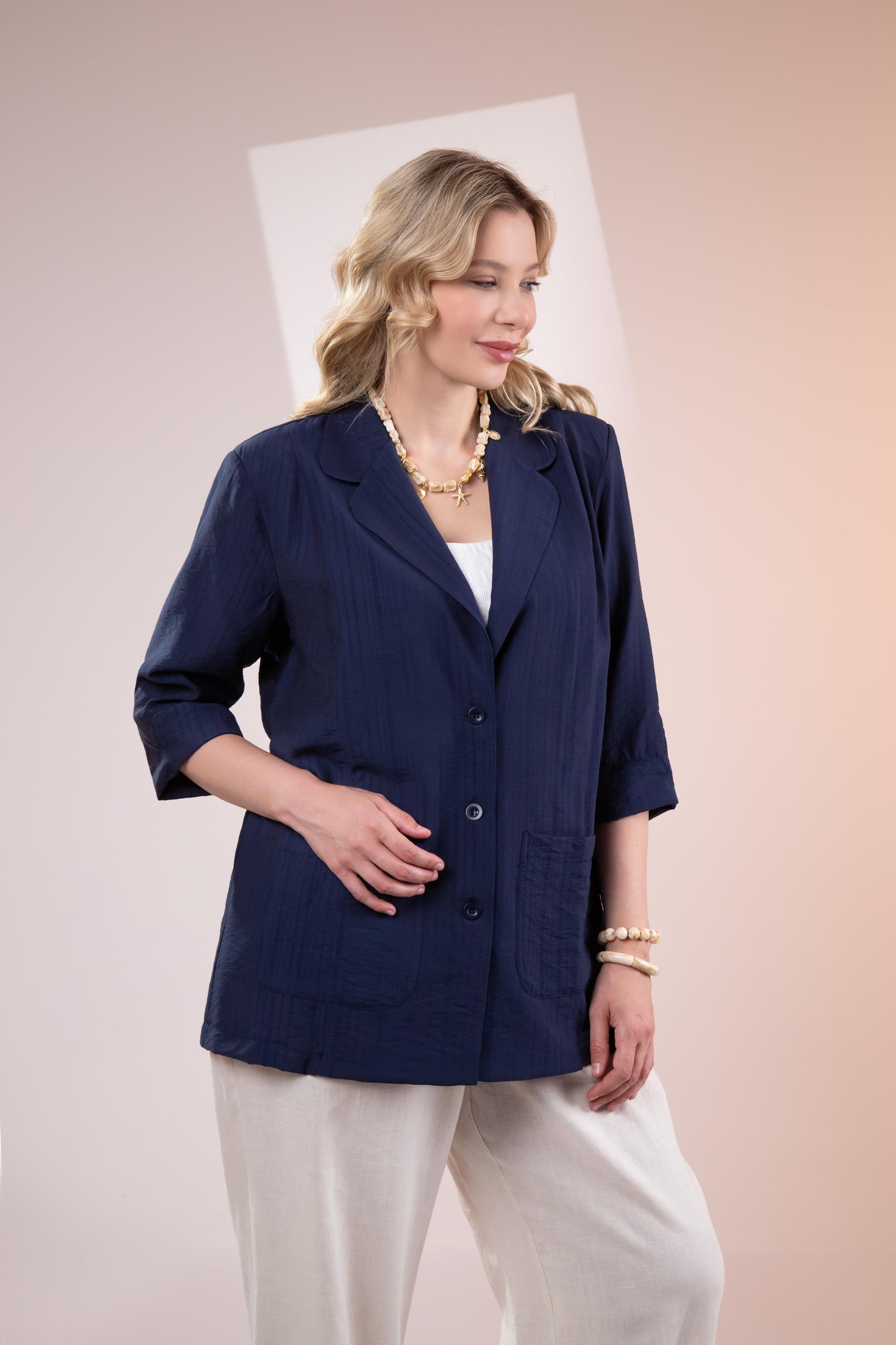 Büyük Beden 1122577 Cepli Ceket Lacivert