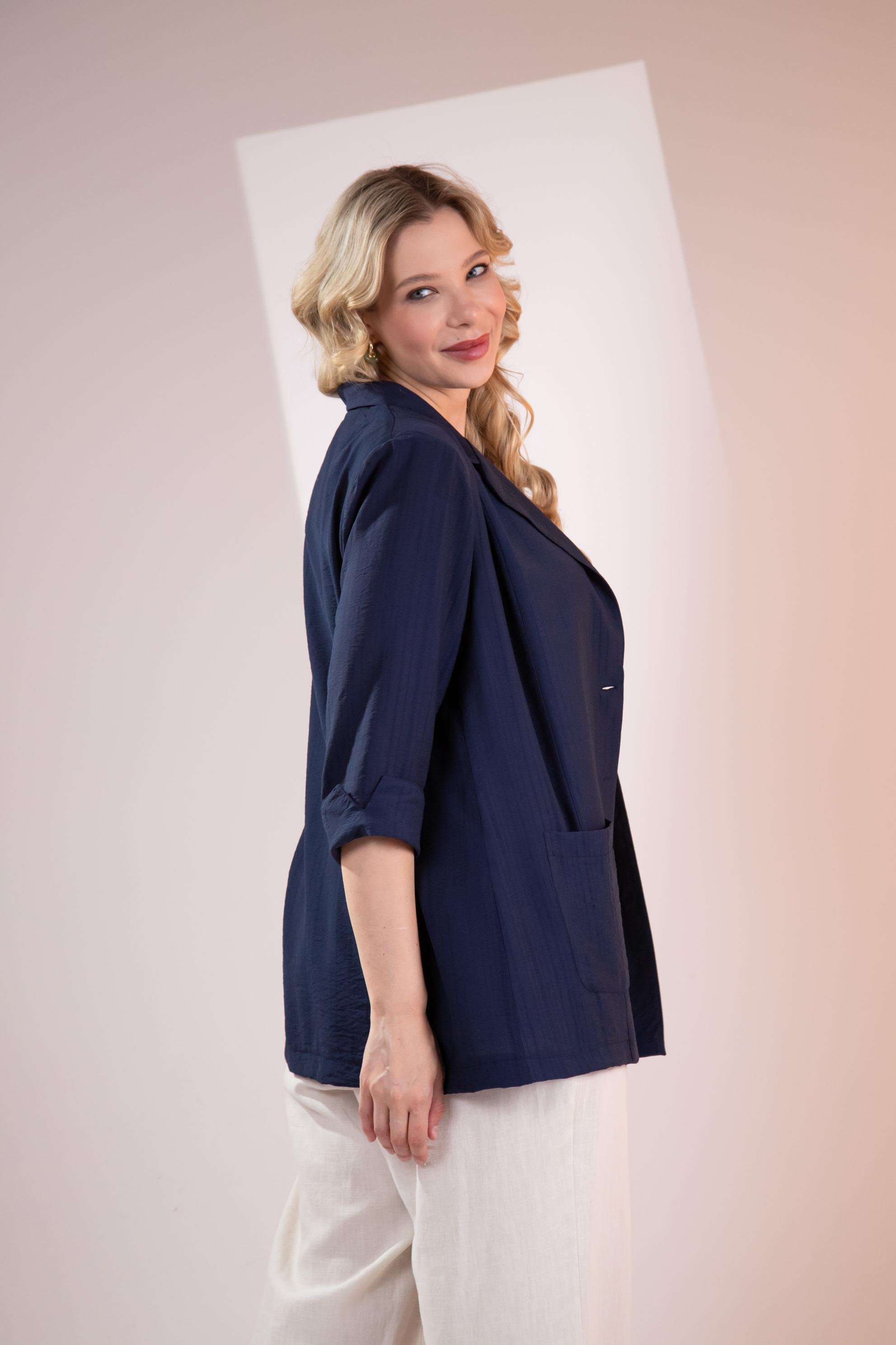 Büyük Beden 1122577 Cepli Ceket Lacivert