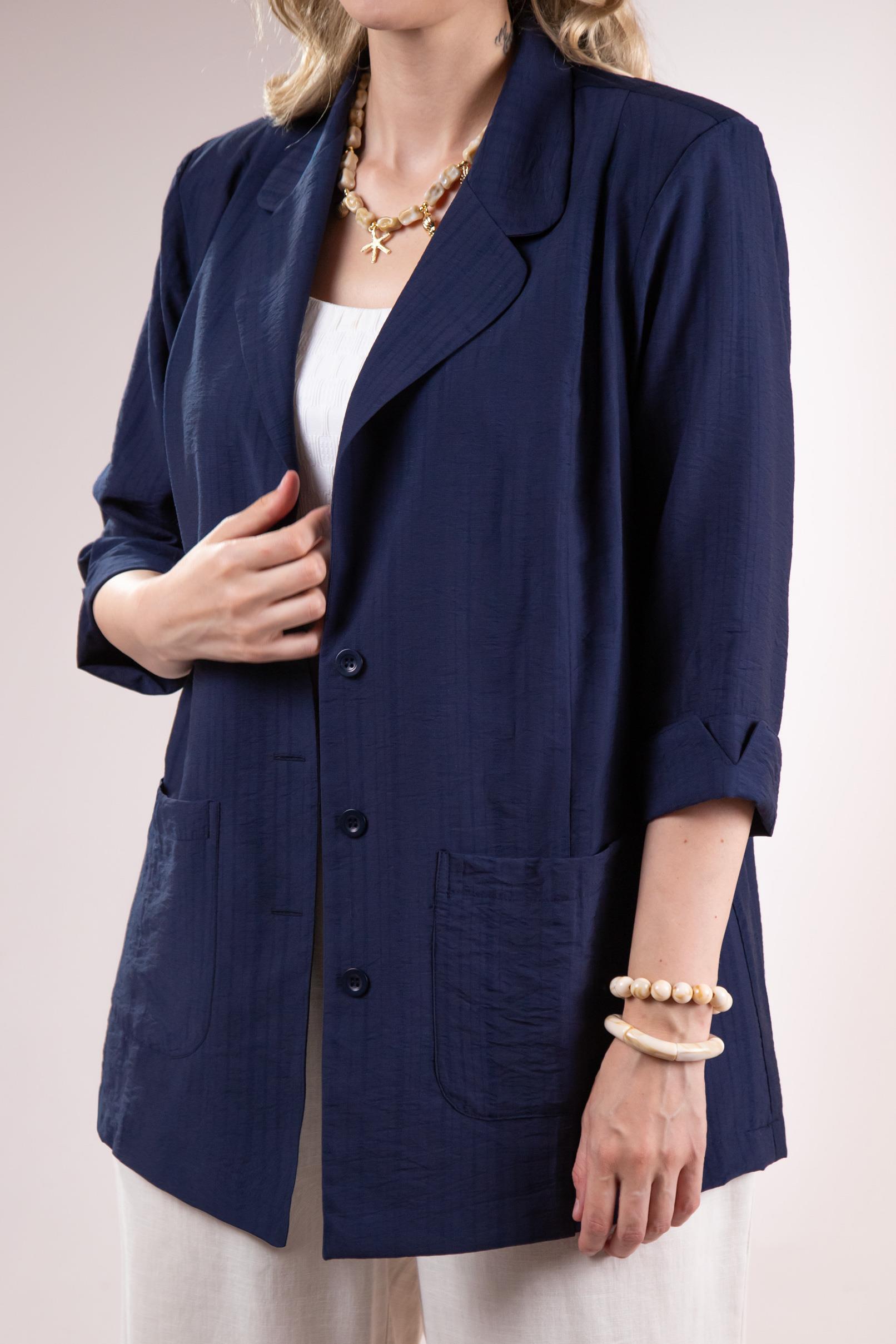 Büyük Beden 1122577 Cepli Ceket Lacivert