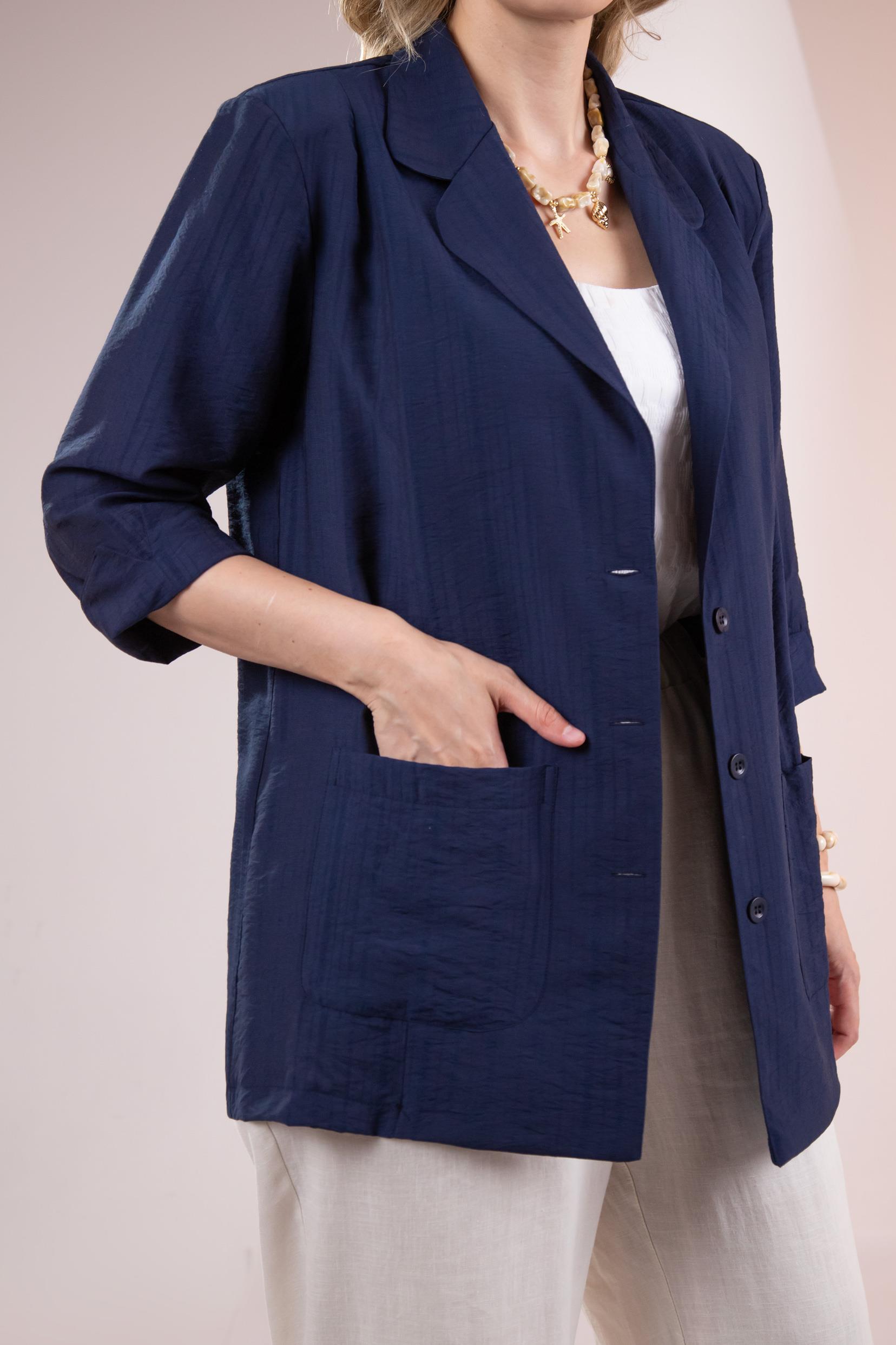 Büyük Beden 1122577 Cepli Ceket Lacivert