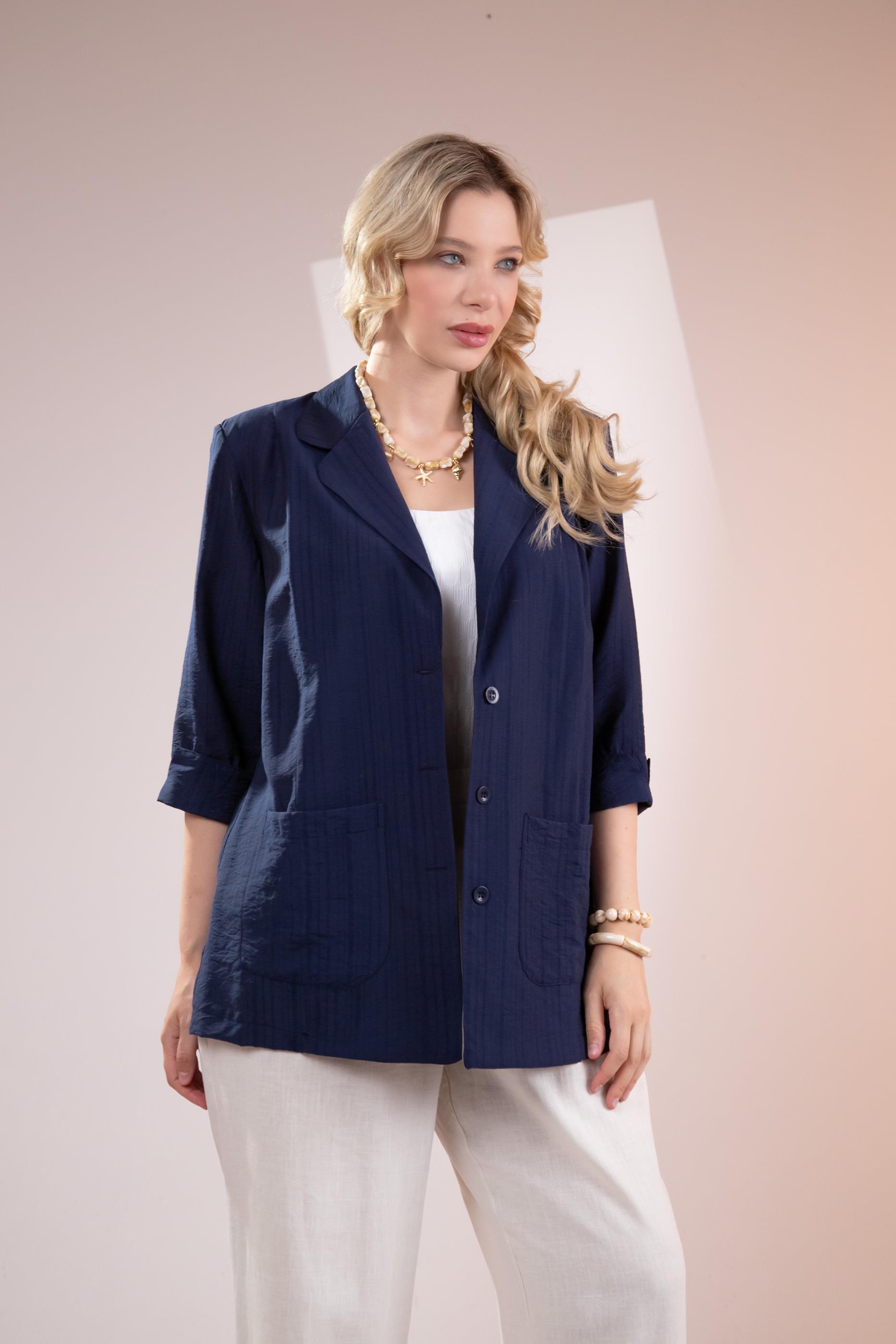 Büyük Beden 1122577 Cepli Ceket Lacivert