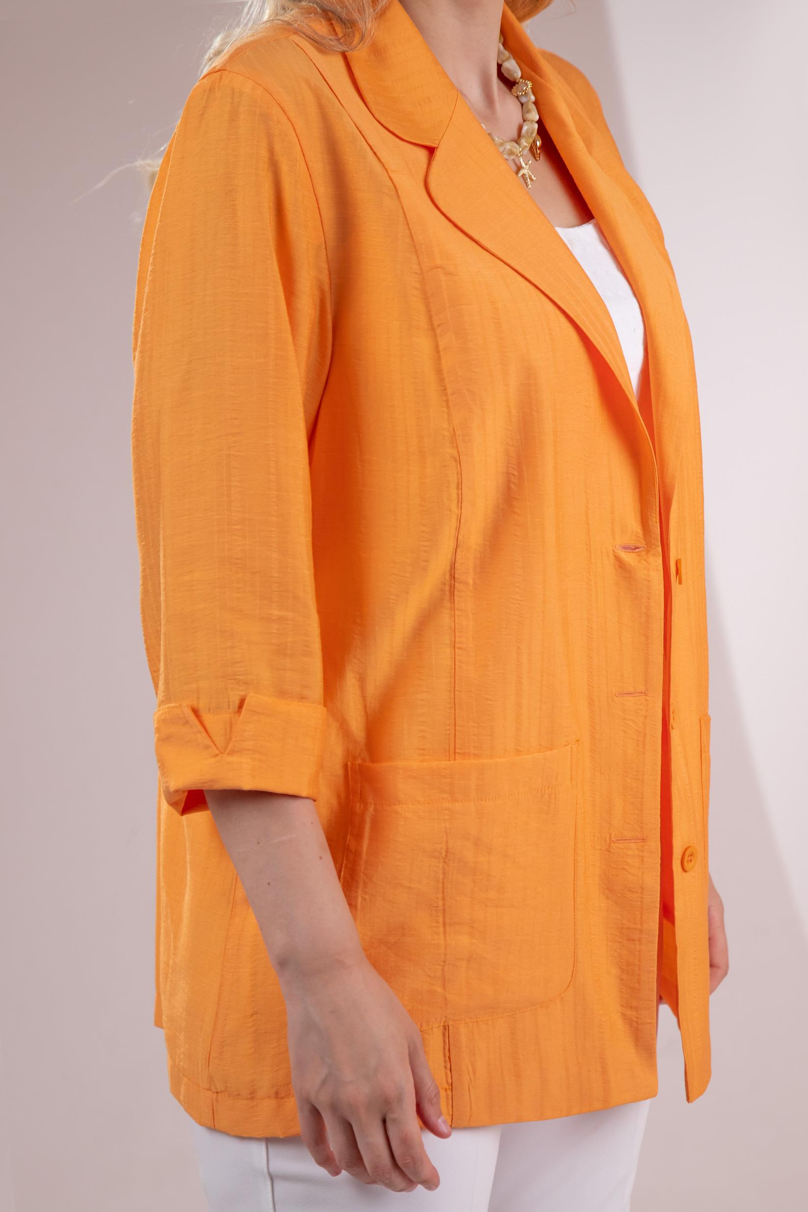 Büyük Beden 1122577 Cepli Ceket Turuncu