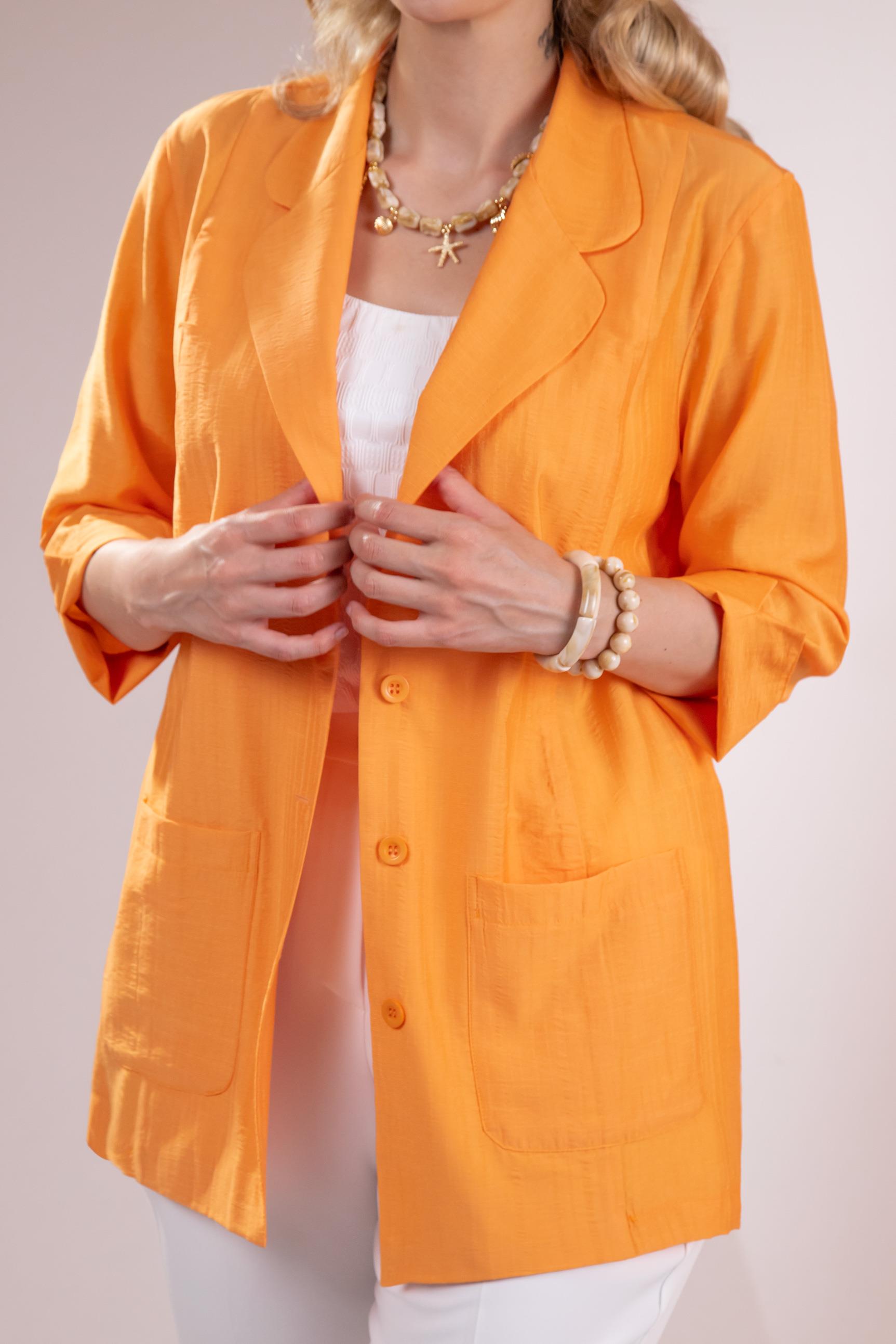 Büyük Beden 1122577 Cepli Ceket Turuncu