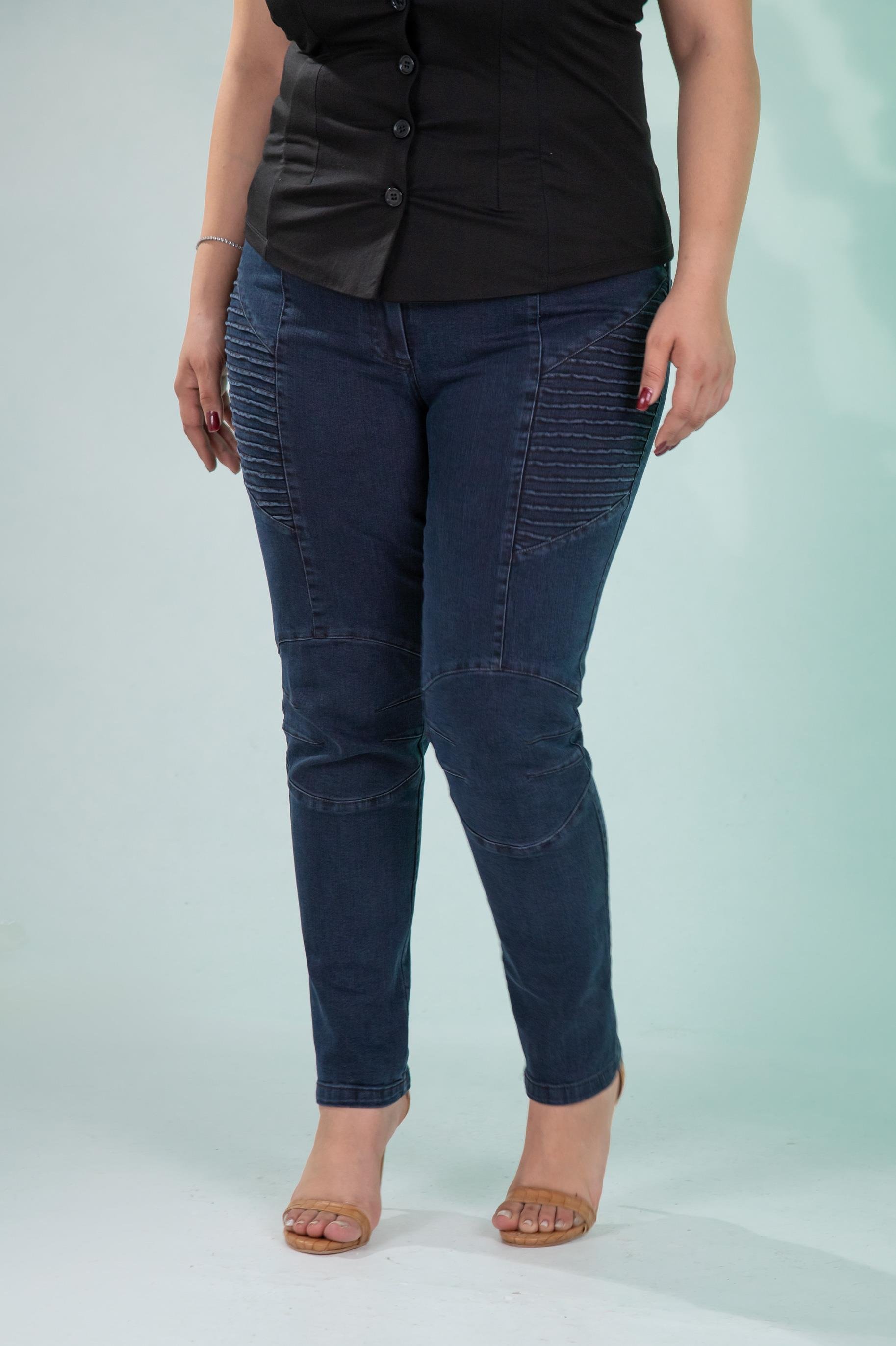 Büyük Beden 121059 Nervürlü Denim  Pantolon  Kahverengi