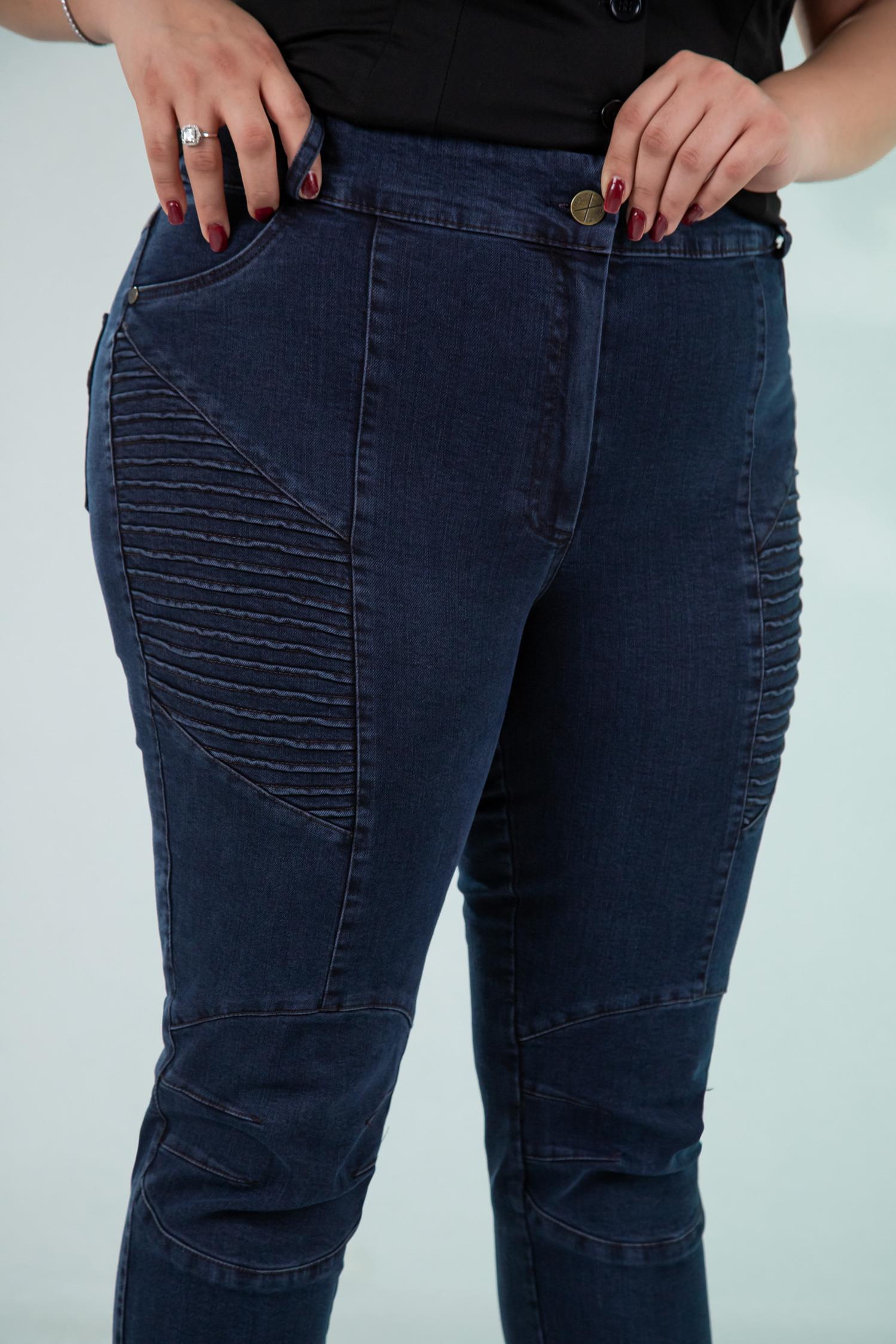 Büyük Beden 121059 Nervürlü Denim  Pantolon  Kahverengi