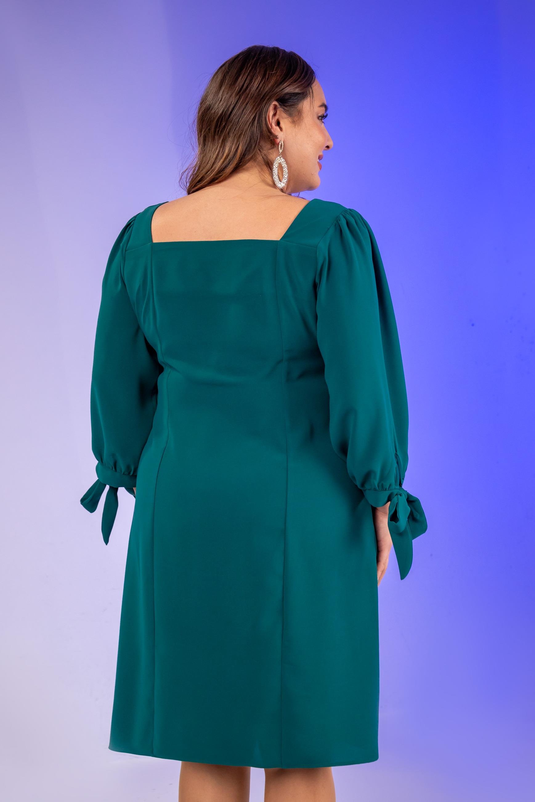 Büyük Beden 1211086 Önü Fermuarlı Elbise  Yeşıl