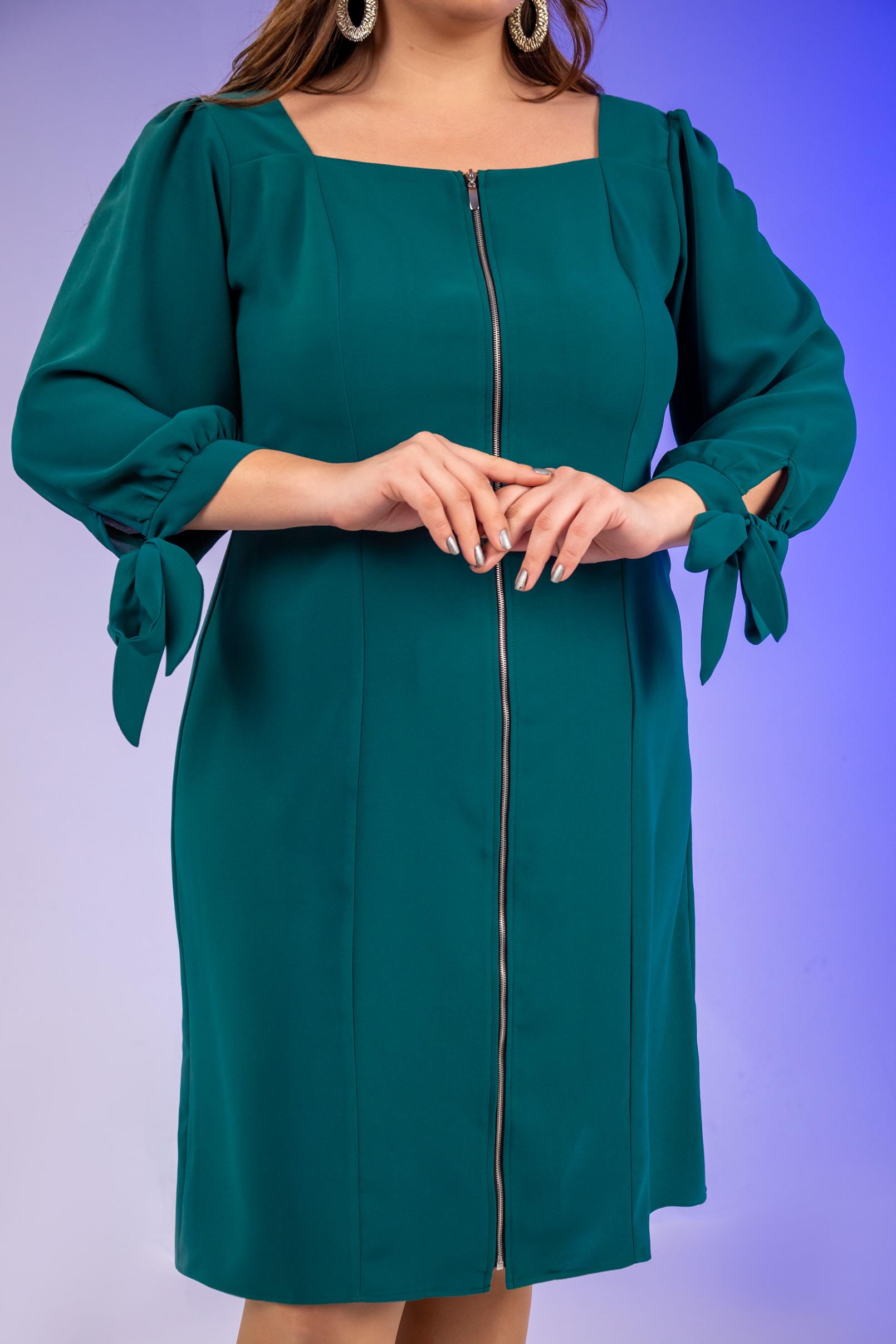 Büyük Beden 1211086 Önü Fermuarlı Elbise  Yeşıl