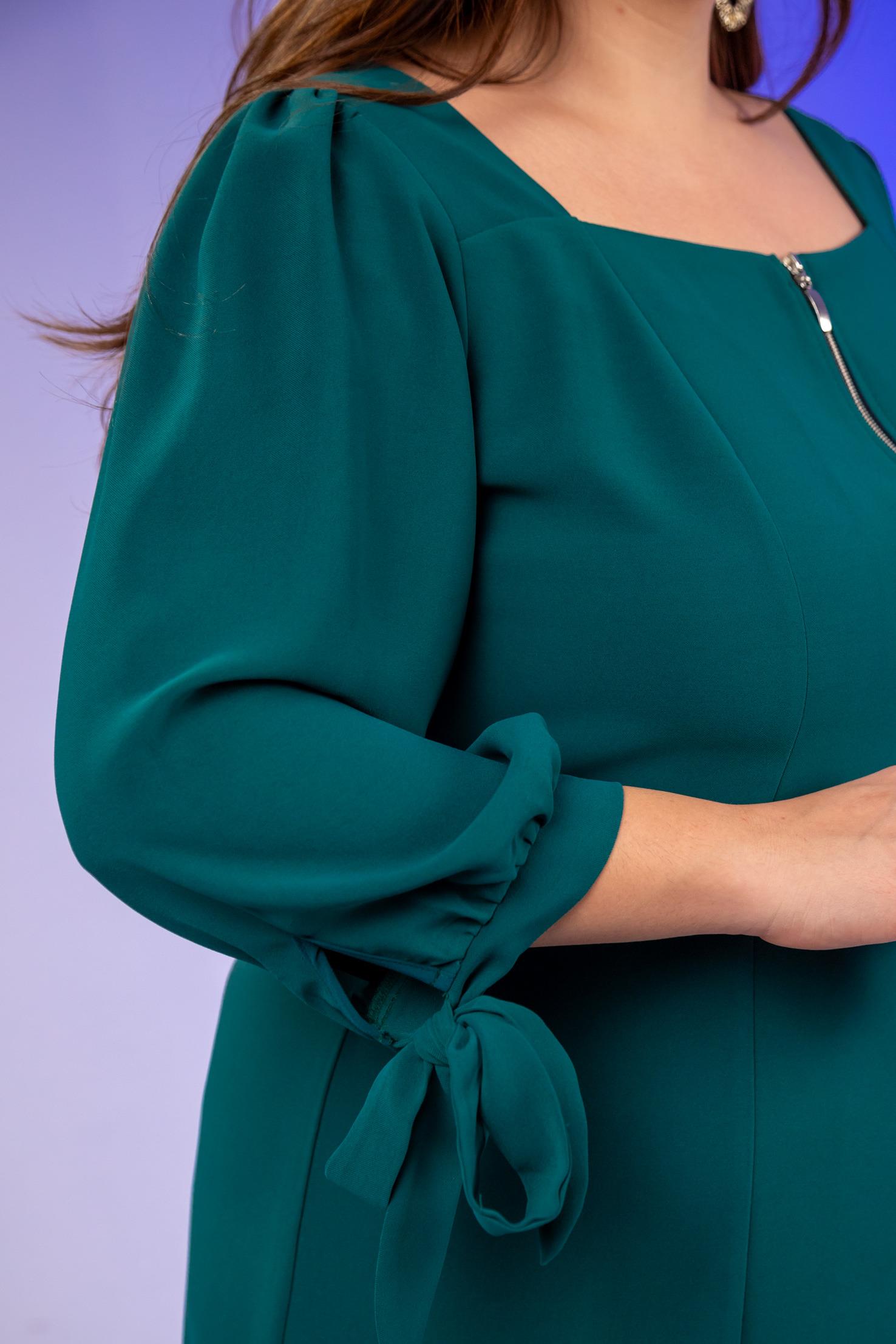 Büyük Beden 1211086 Önü Fermuarlı Elbise  Yeşıl