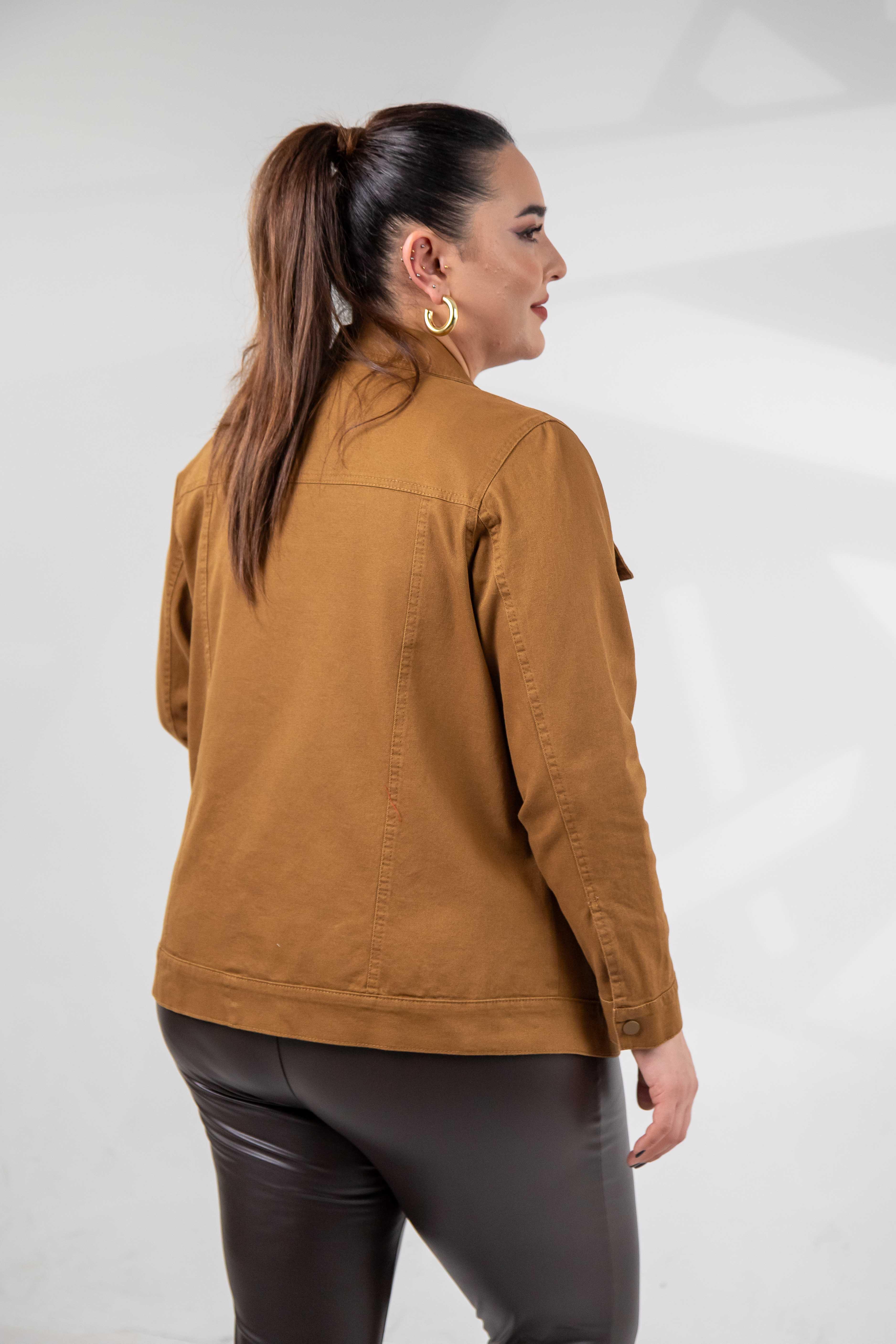 Büyük Beden 1211090 Gabardin Ceket Camel