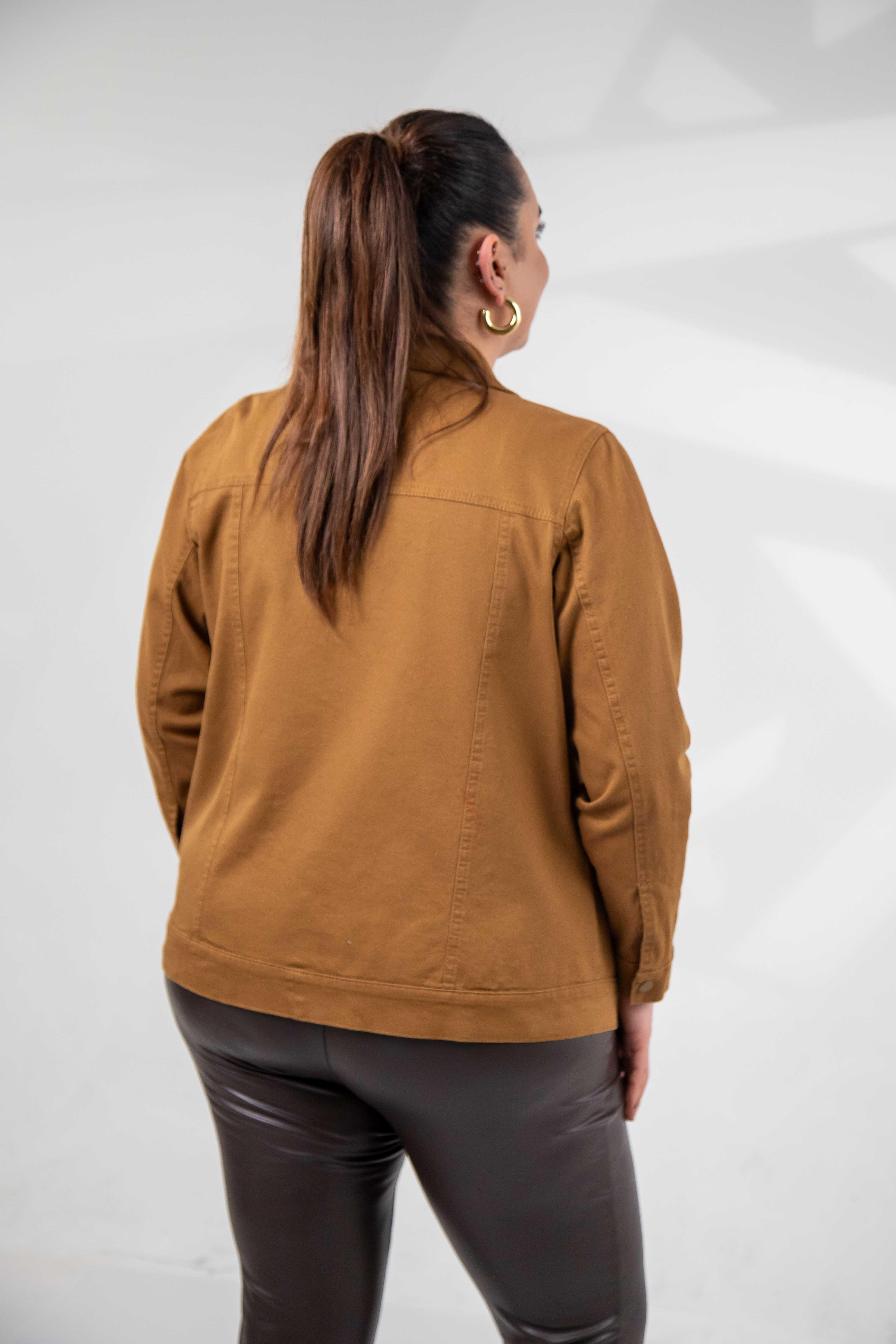 Büyük Beden 1211090 Gabardin Ceket Camel