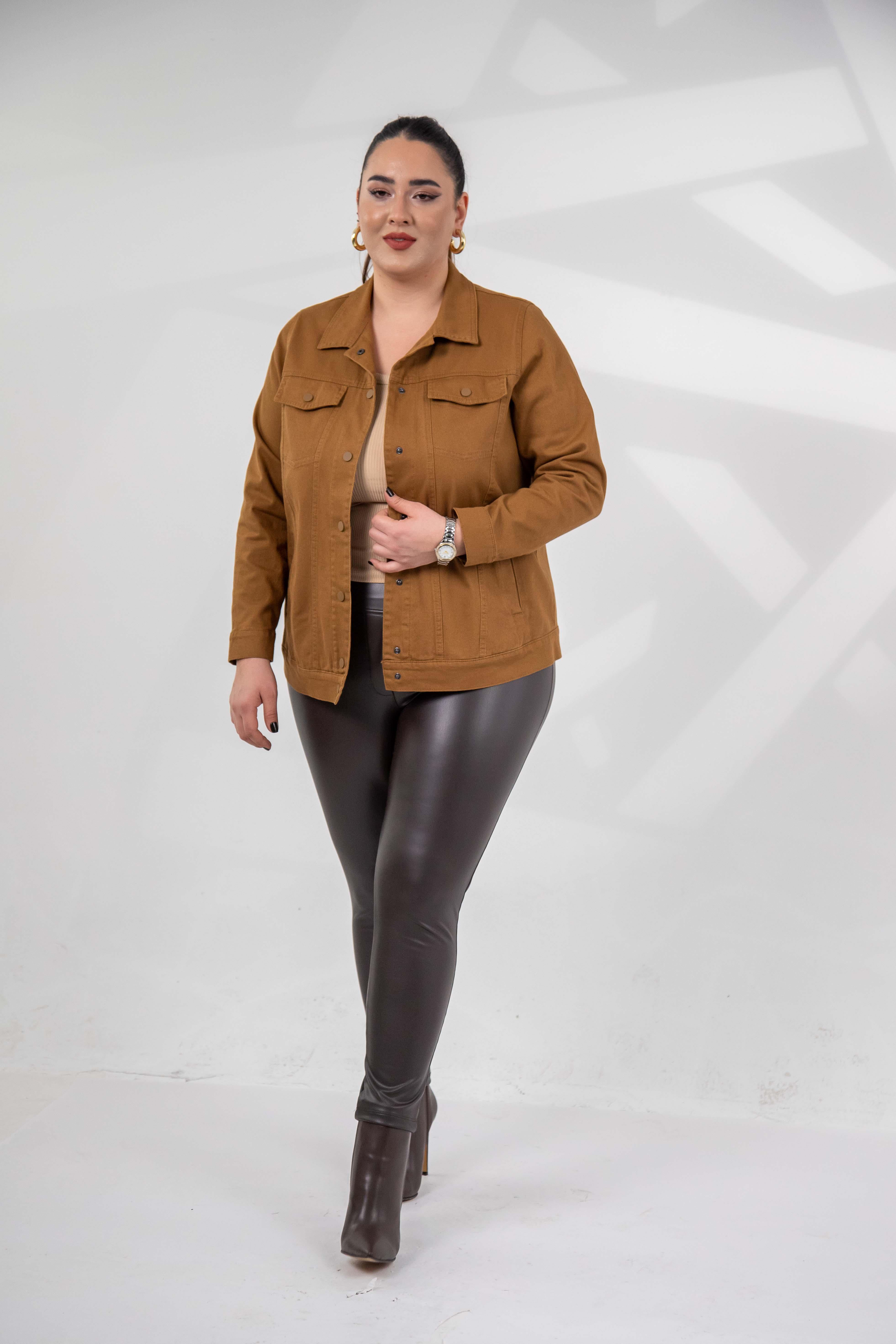 Büyük Beden 1211090 Gabardin Ceket Camel