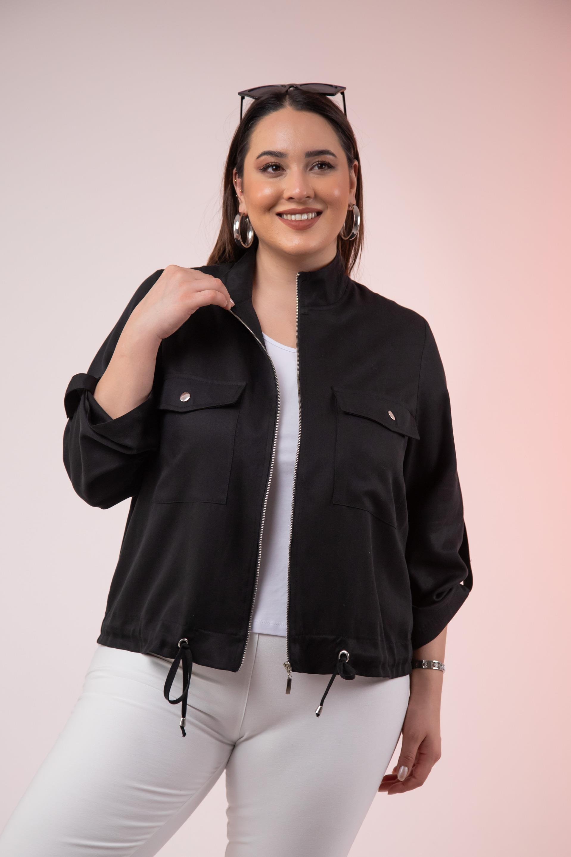 Büyük Beden 1211092 Cep Detaylı Ceket Siyah