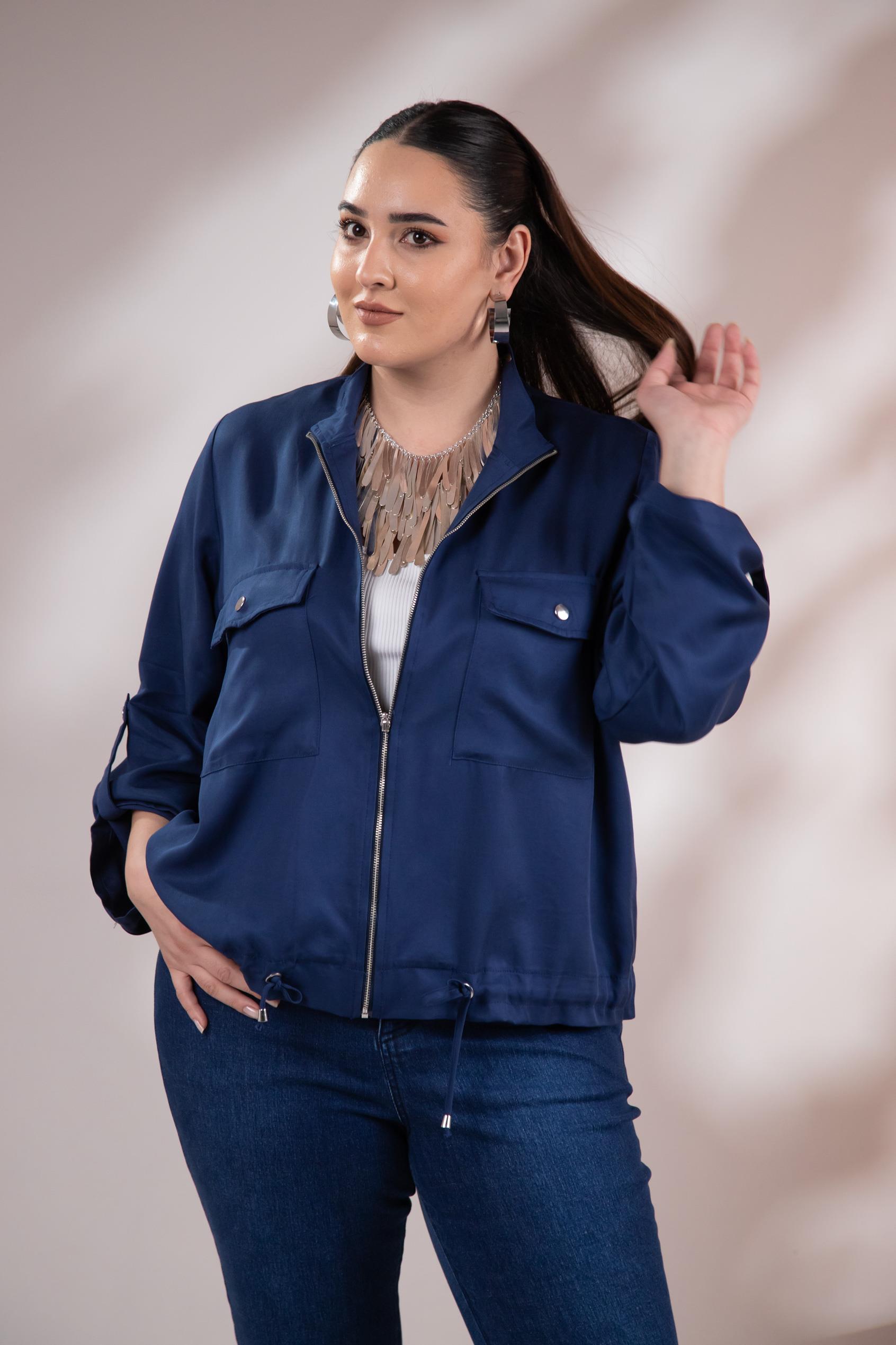 Büyük Beden 1211092 Cep Detaylı Ceket Lacivert