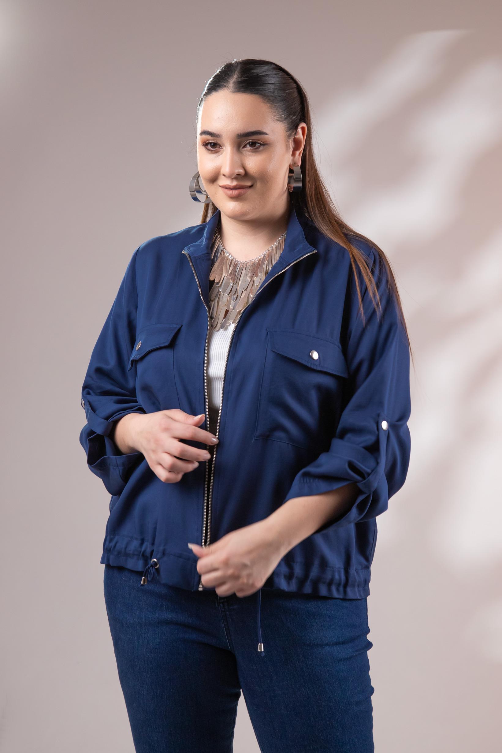 Büyük Beden 1211092 Cep Detaylı Ceket Lacivert