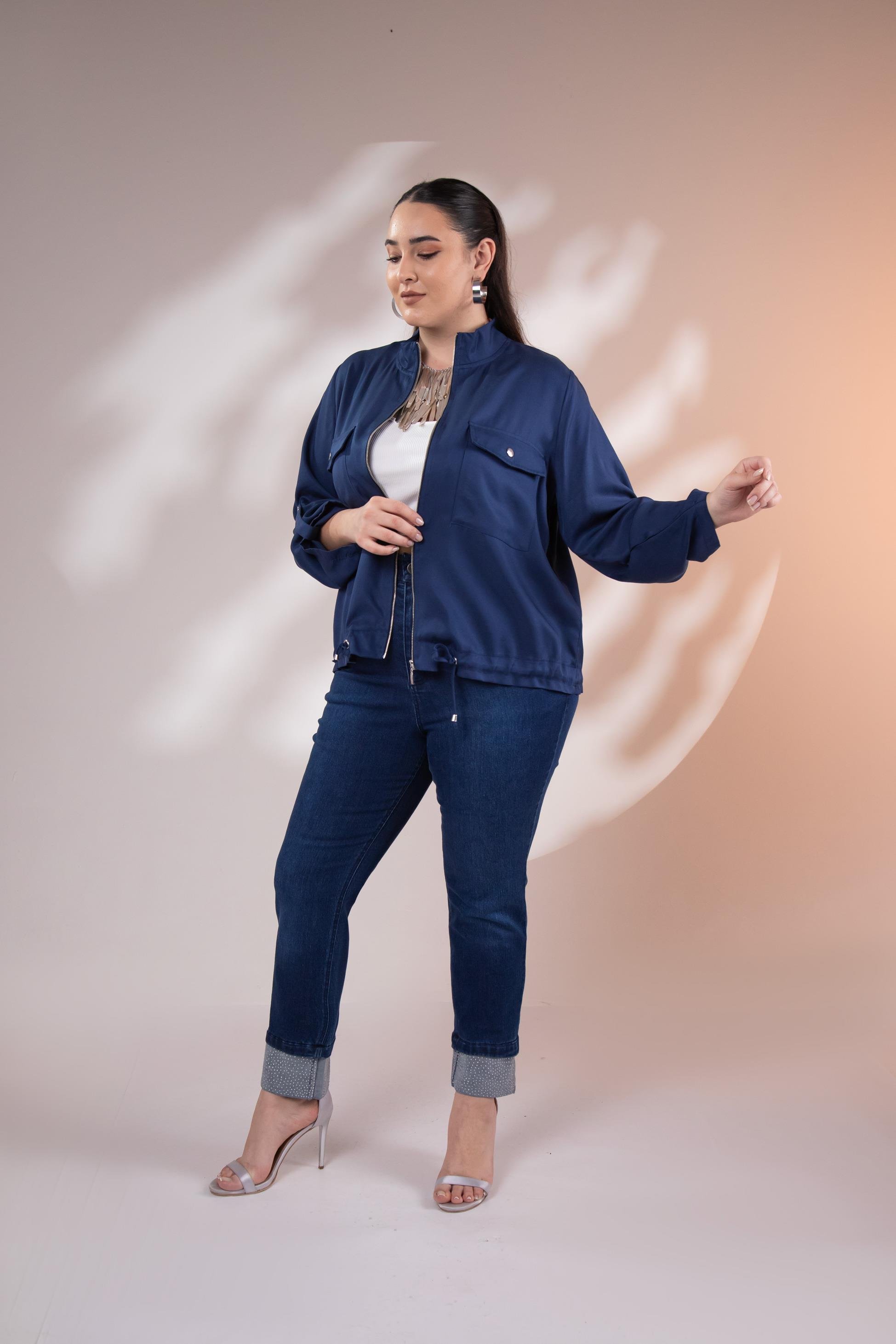 Büyük Beden 1211092 Cep Detaylı Ceket Lacivert