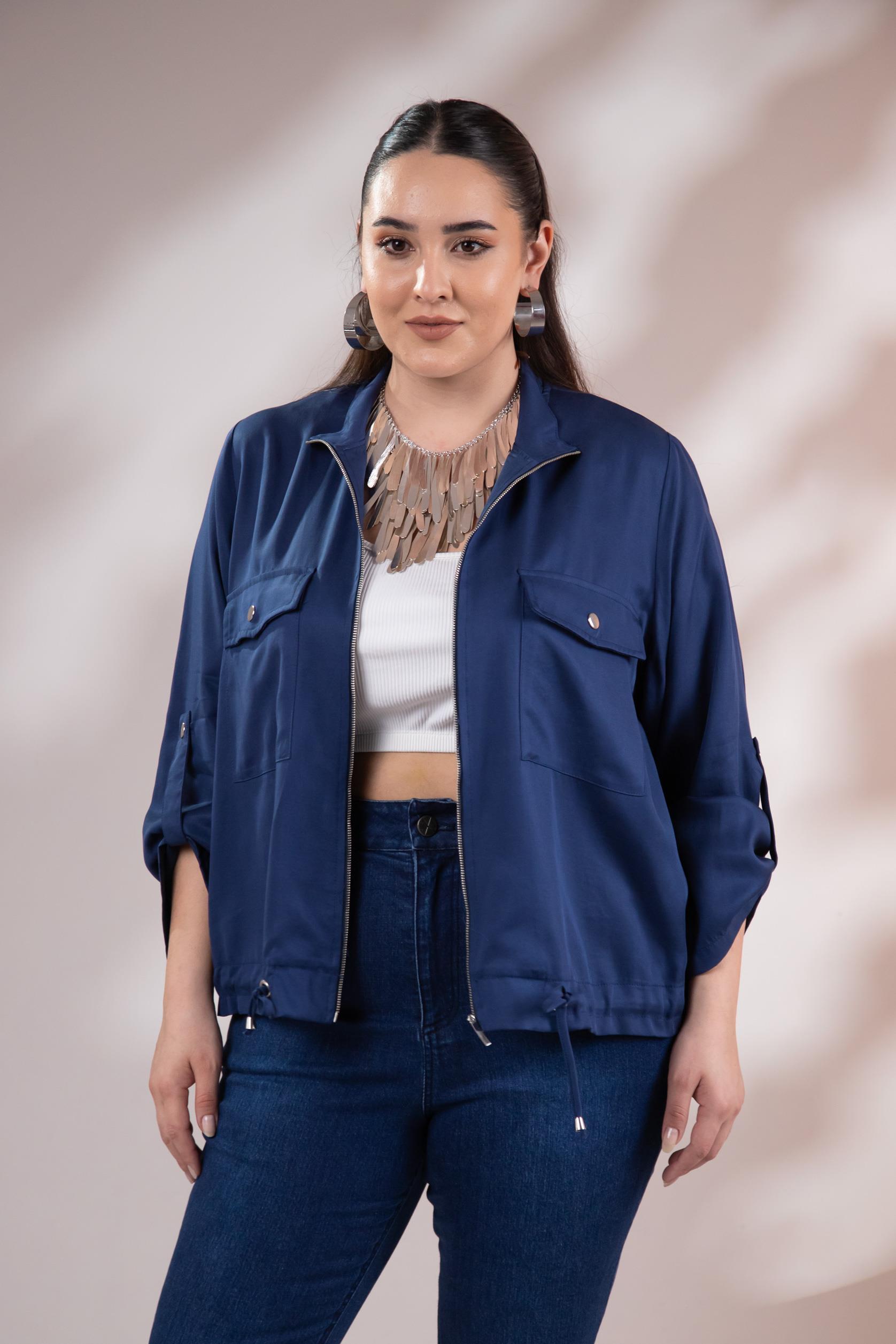 Büyük Beden 1211092 Cep Detaylı Ceket Lacivert