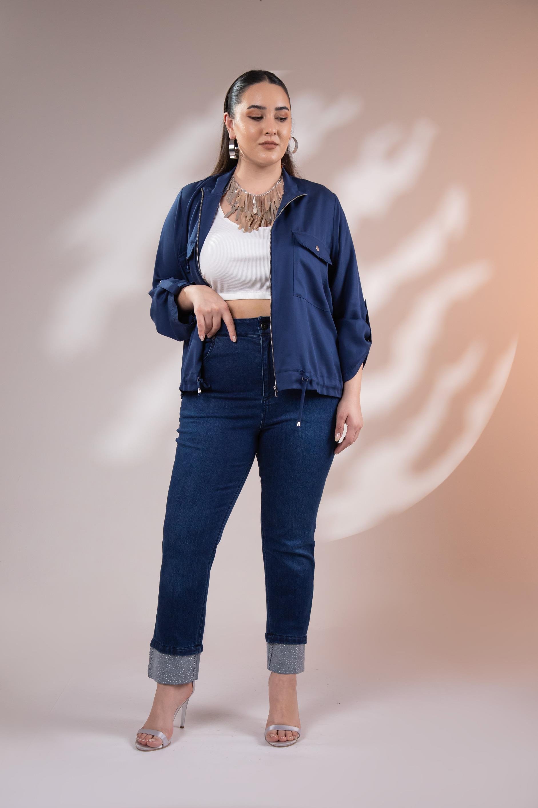 Büyük Beden 1211092 Cep Detaylı Ceket Lacivert