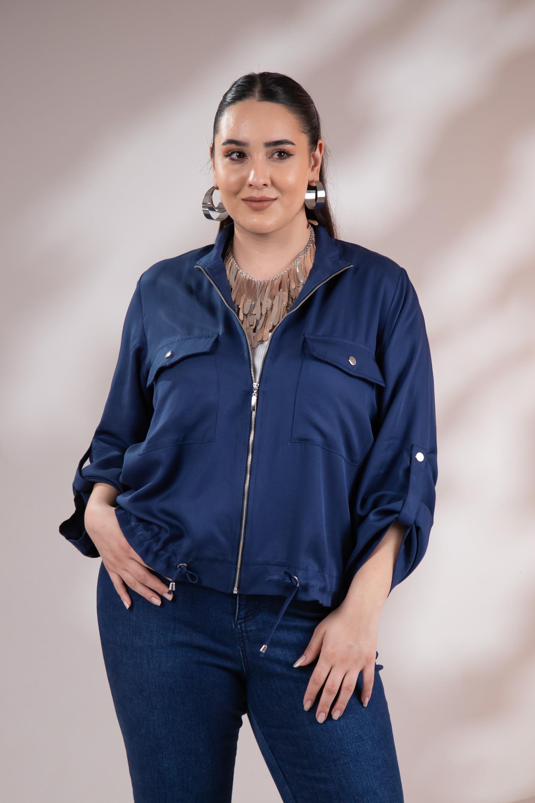 Büyük Beden 1211092 Cep Detaylı Ceket Lacivert