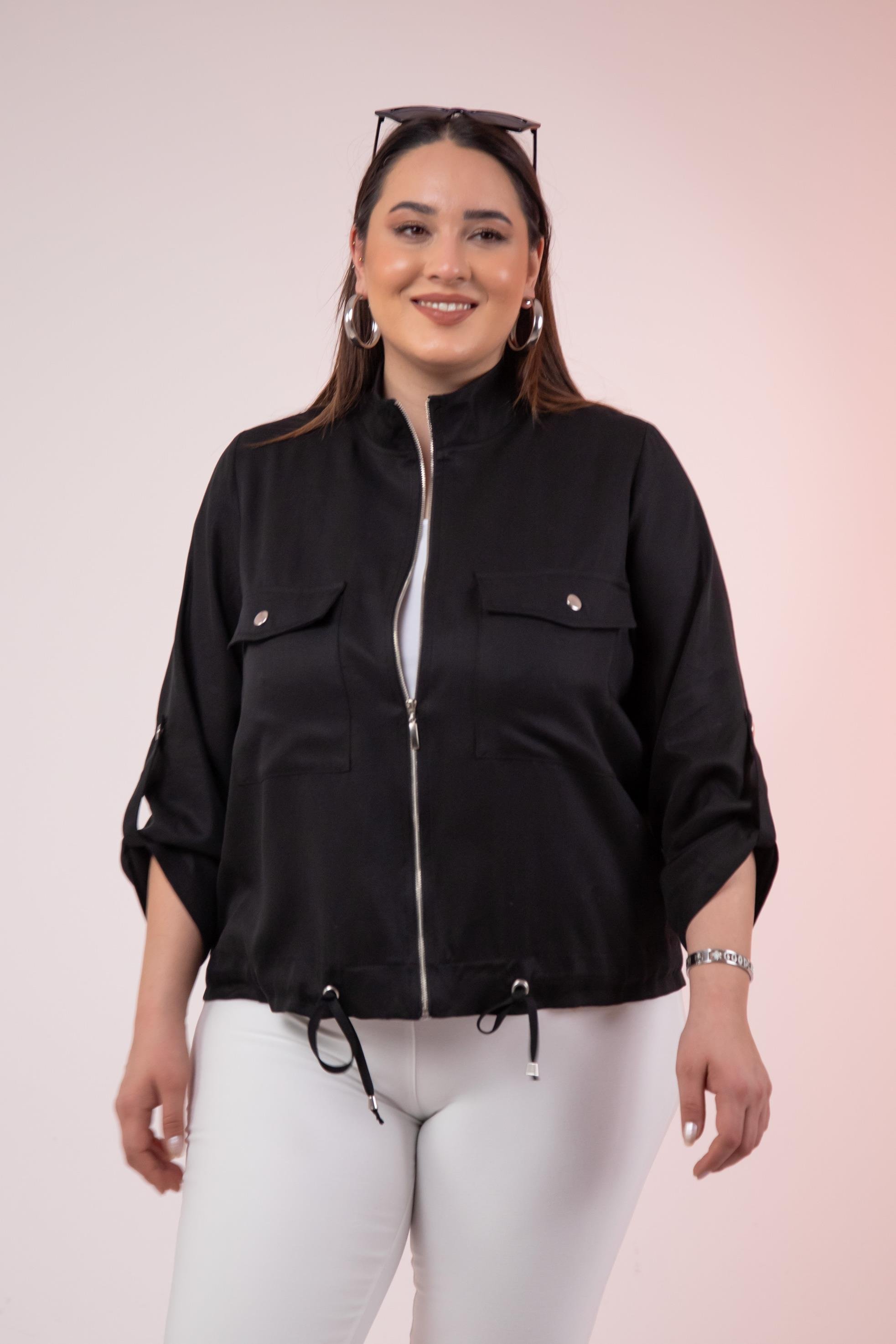 Büyük Beden 1211092 Cep Detaylı Ceket Siyah