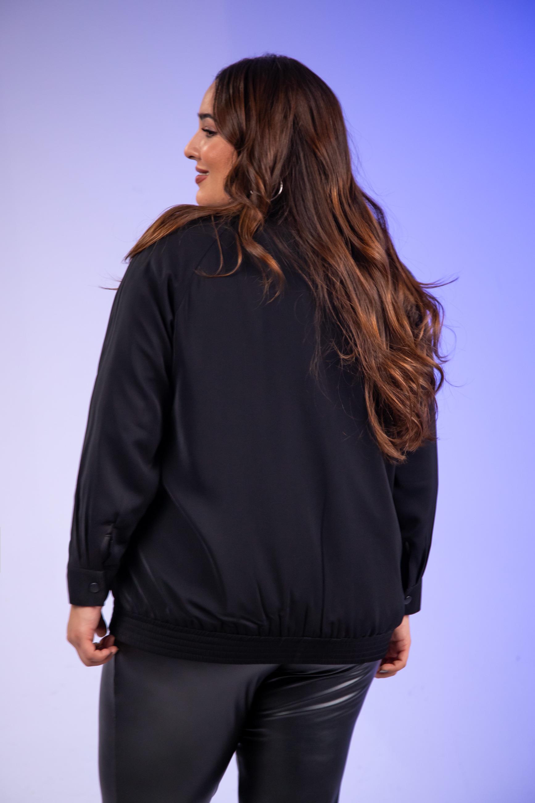 Büyük Beden 1211094 Cep Detaylı Mont  Siyah