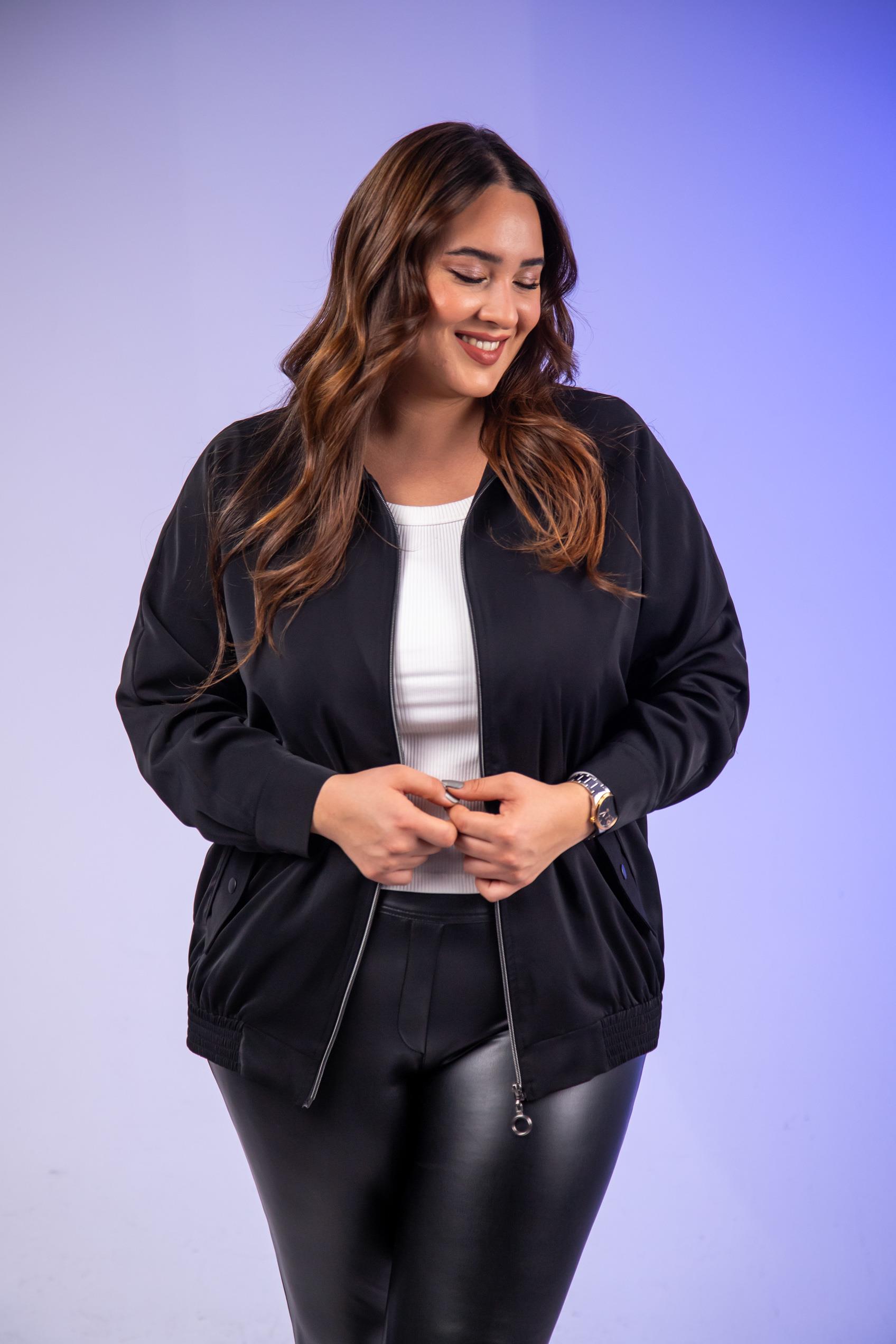 Büyük Beden 1211094 Cep Detaylı Mont  Siyah