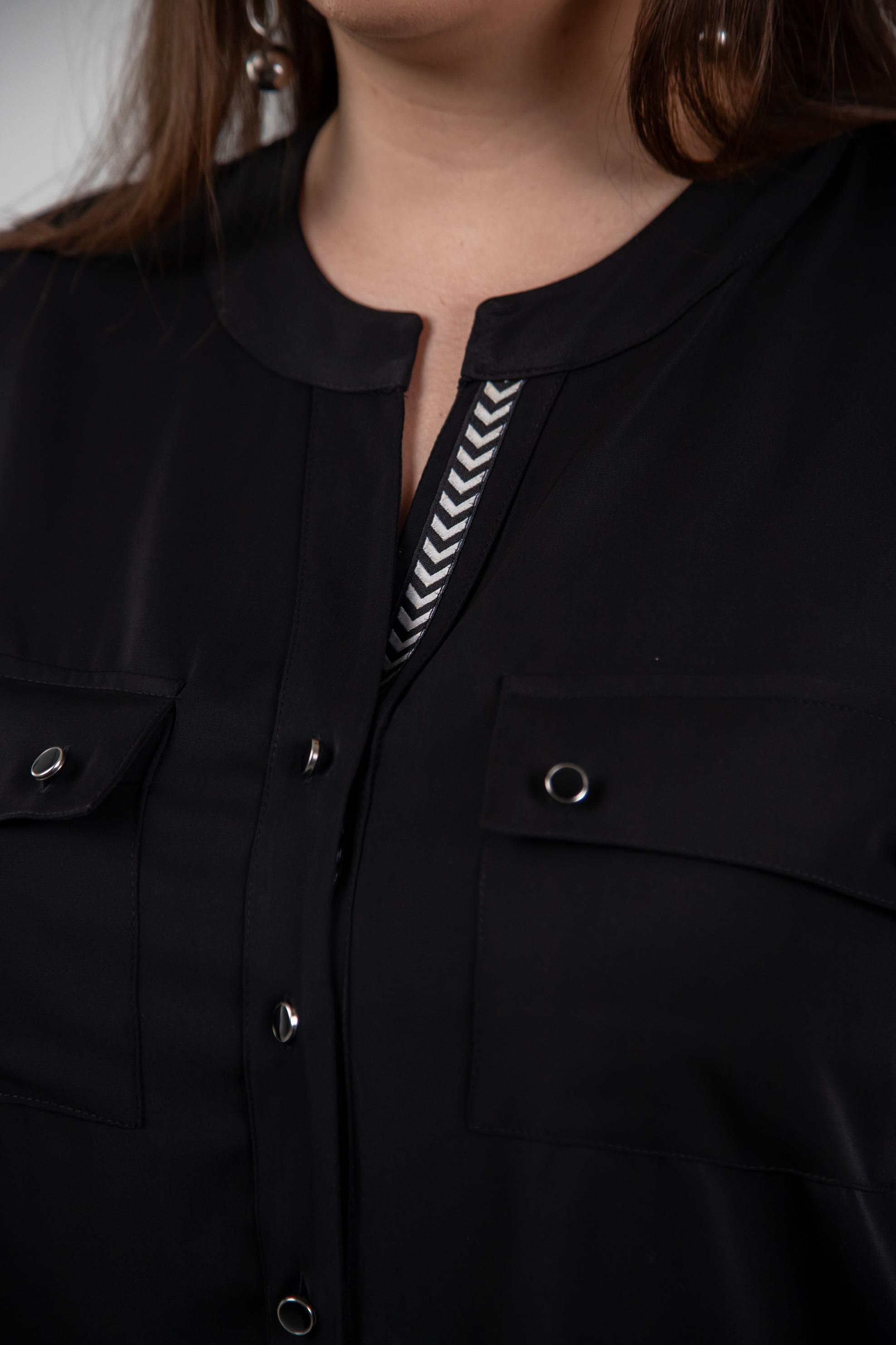 Büyük Beden 1212014 Hakim Yaka Gömlek  Siyah