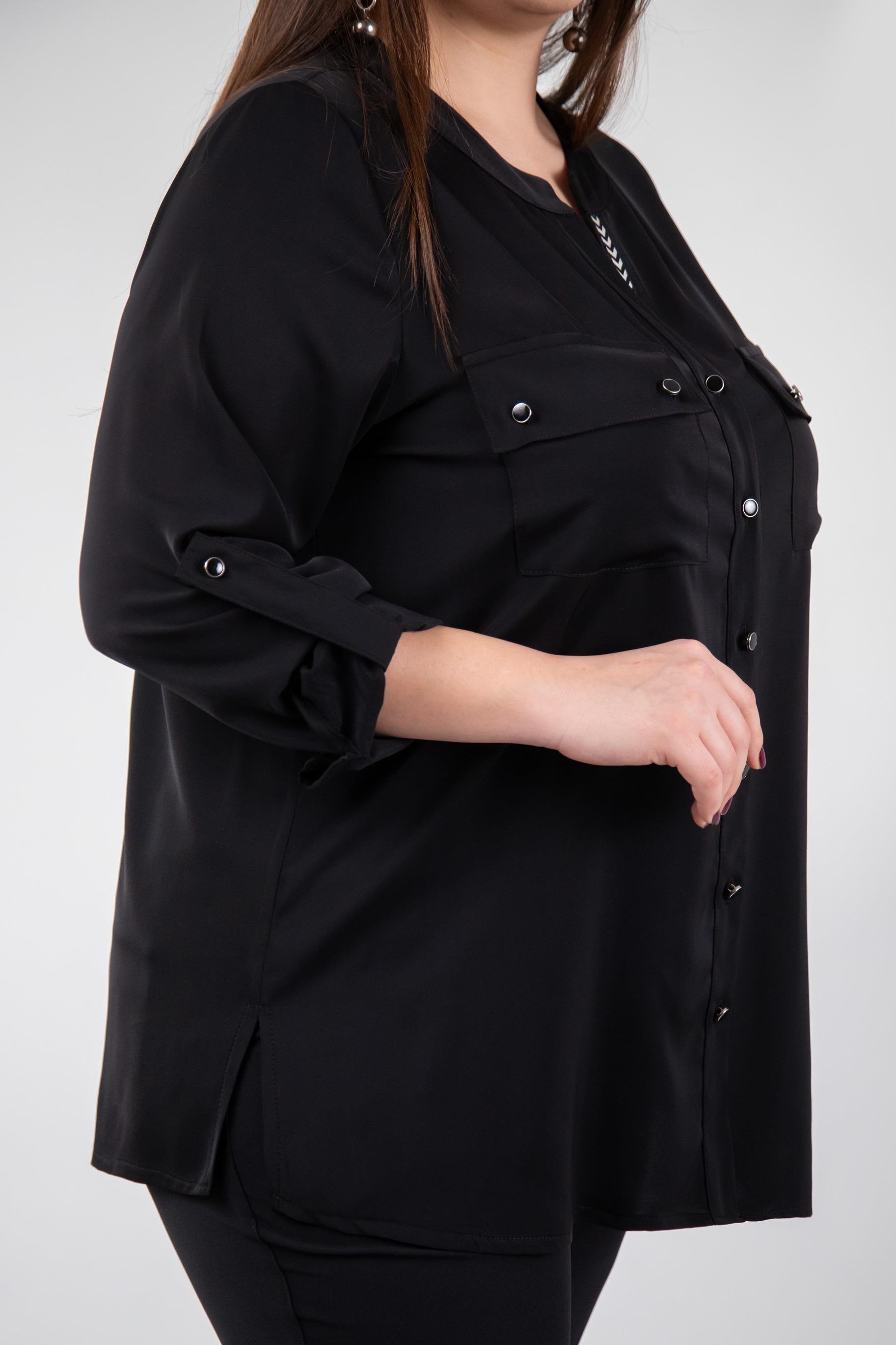 Büyük Beden 1212014 Hakim Yaka Gömlek  Siyah