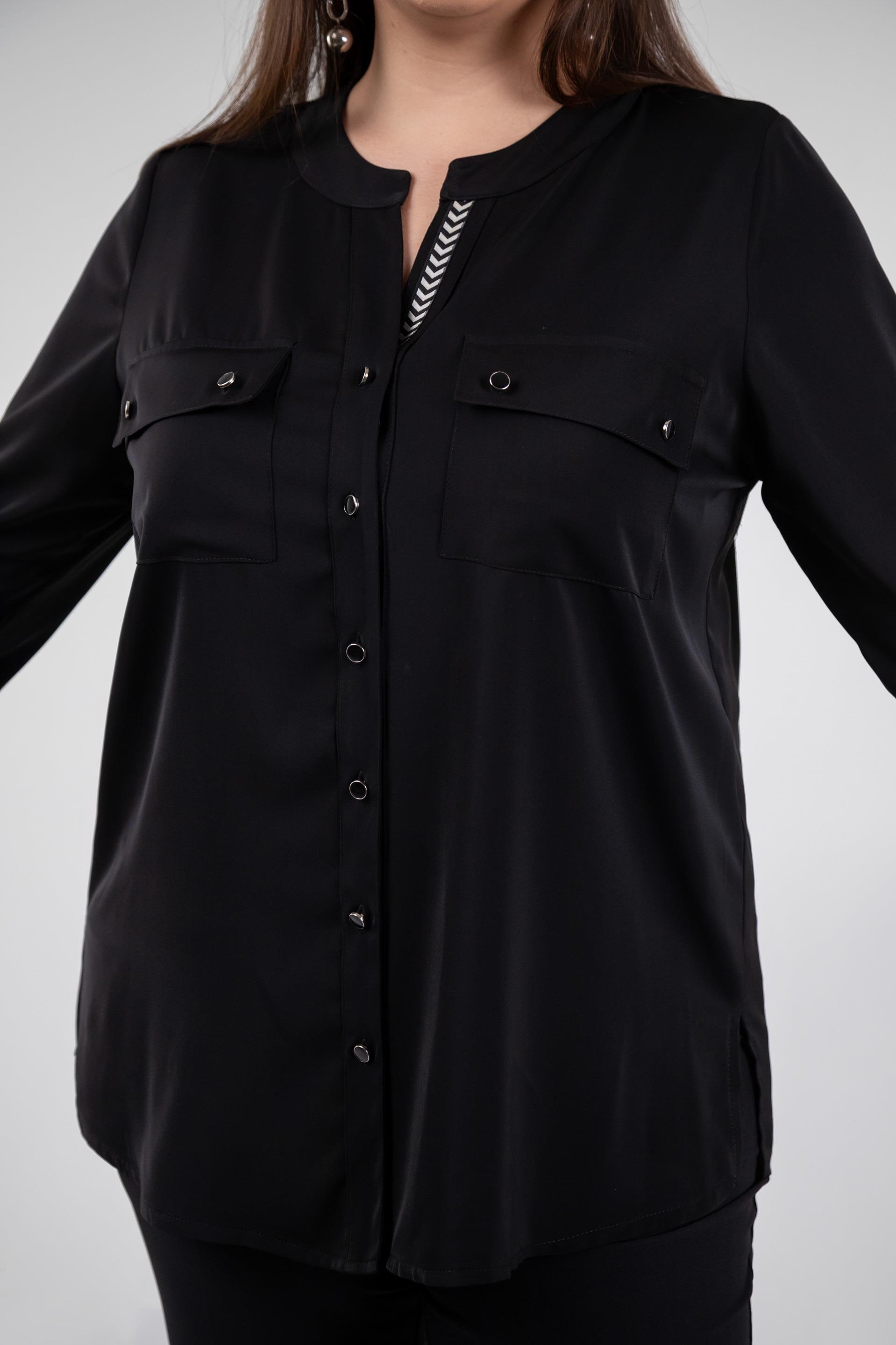 Büyük Beden 1212014 Hakim Yaka Gömlek  Siyah