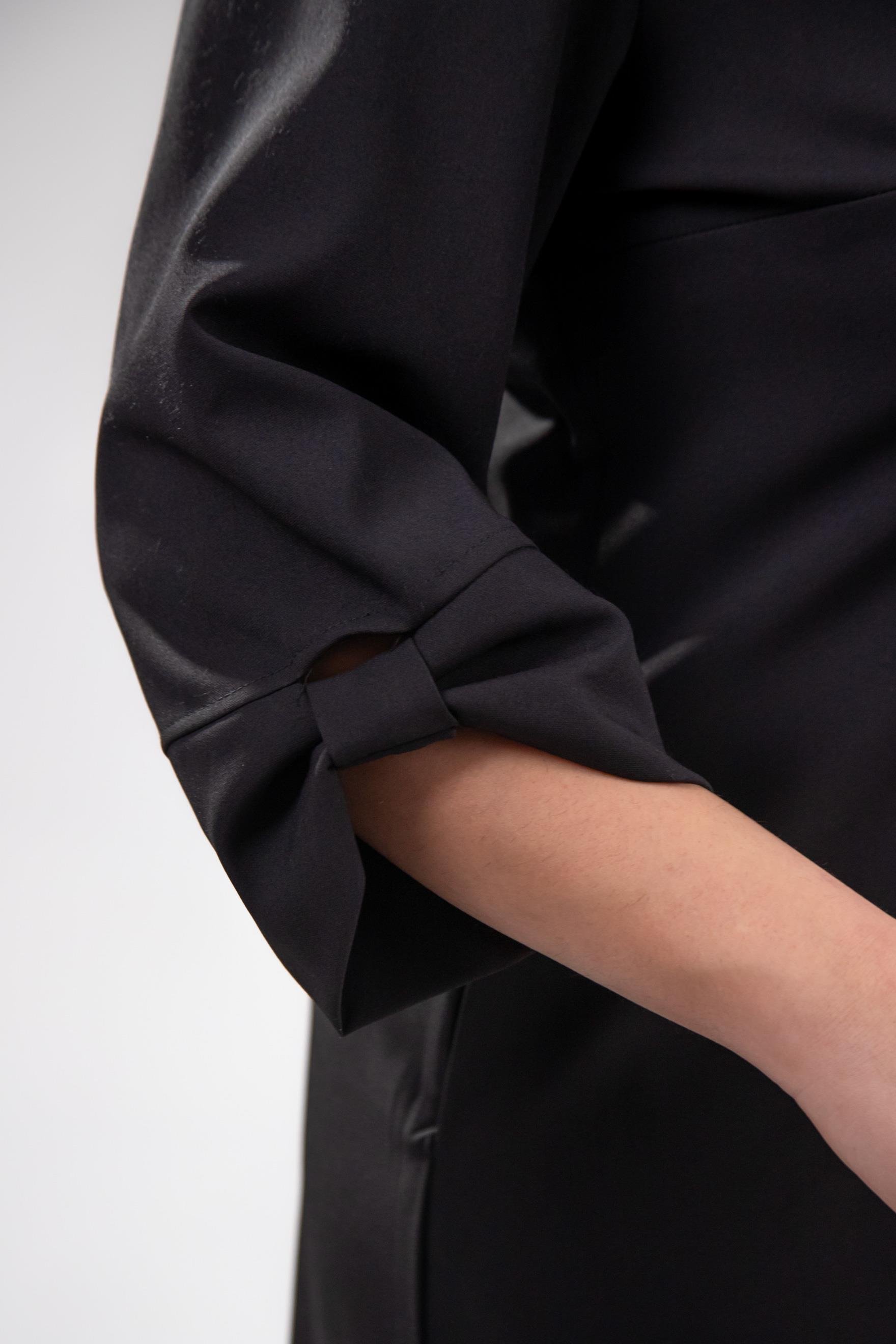 Büyük Beden 1212018 Kol Detaylı V Yaka Elbise  Siyah