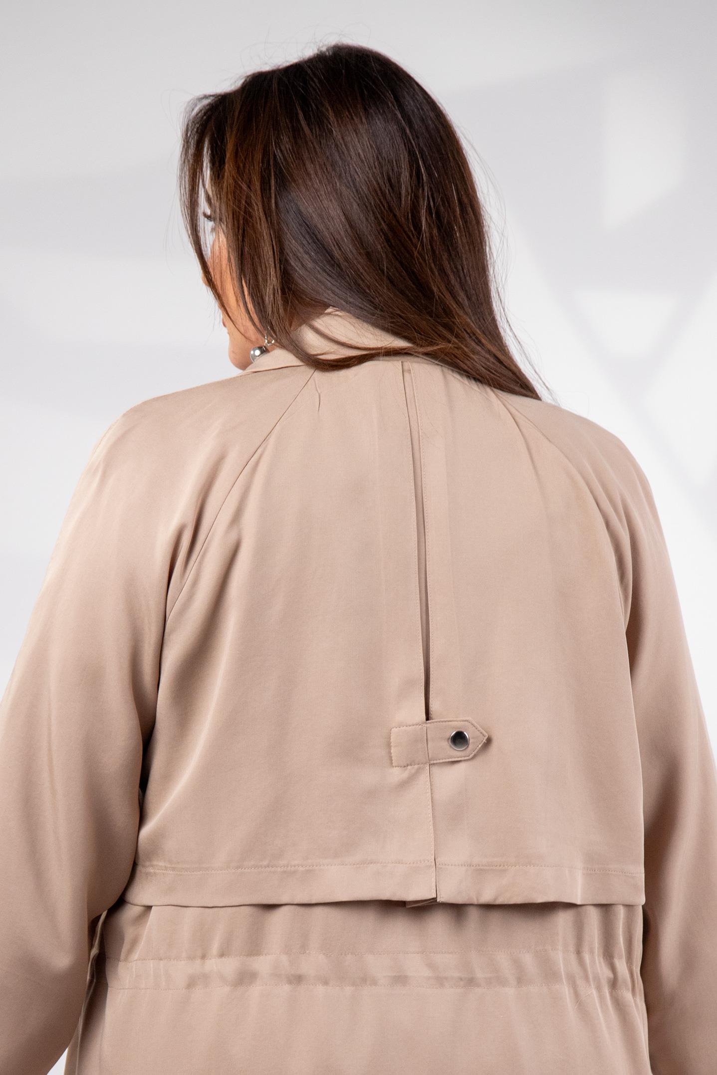 Büyük Beden 1212021 Kapüşonlu Trençkot  Bej