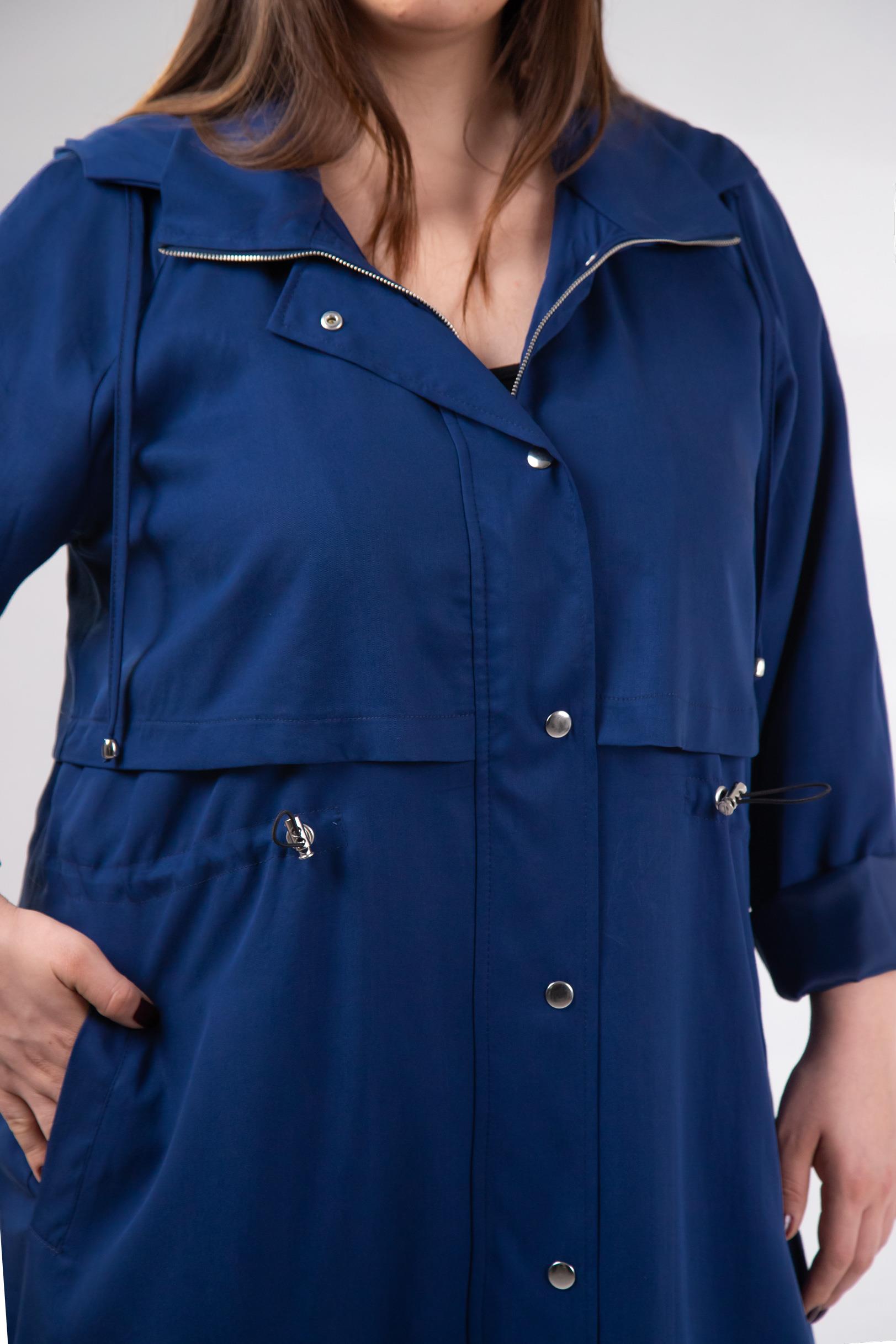 Büyük Beden 1212021 Kapüşonlu Trençkot  Lacıvert