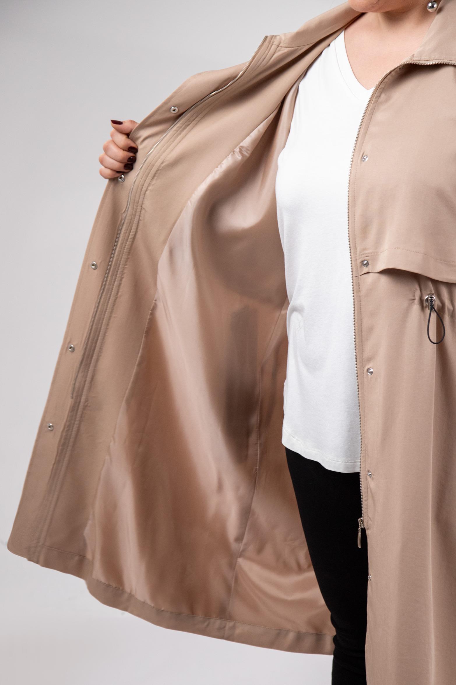 Büyük Beden 1212021 Kapüşonlu Trençkot  Bej