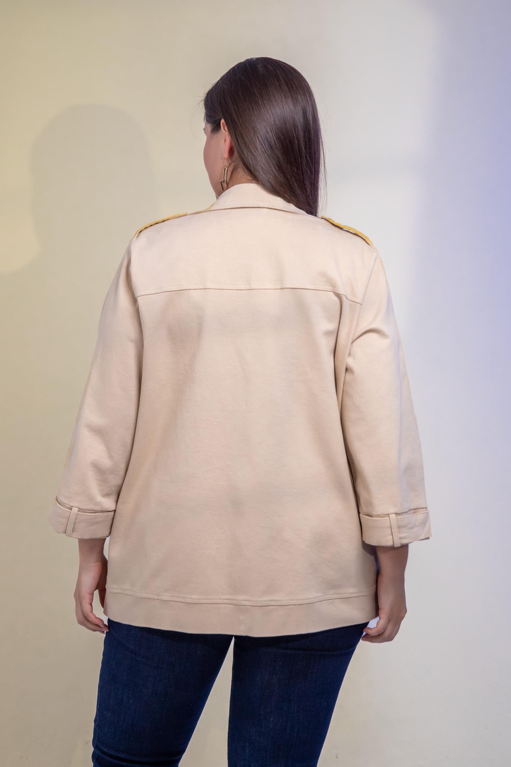 Büyük Beden 1212088 Ceplİ-Çıt Çıtlı Ceket Bej