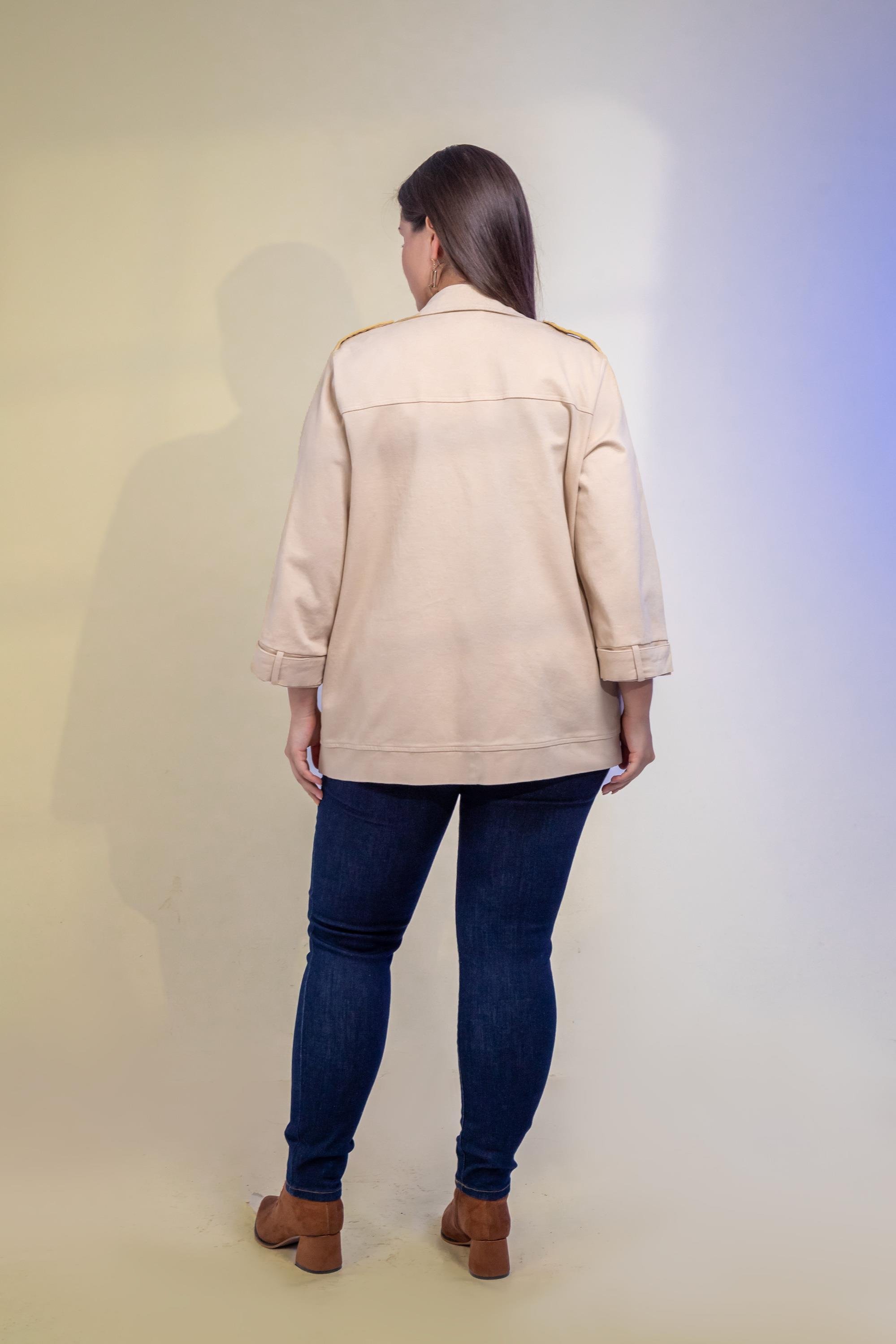 Büyük Beden 1212088 Ceplİ-Çıt Çıtlı Ceket Bej