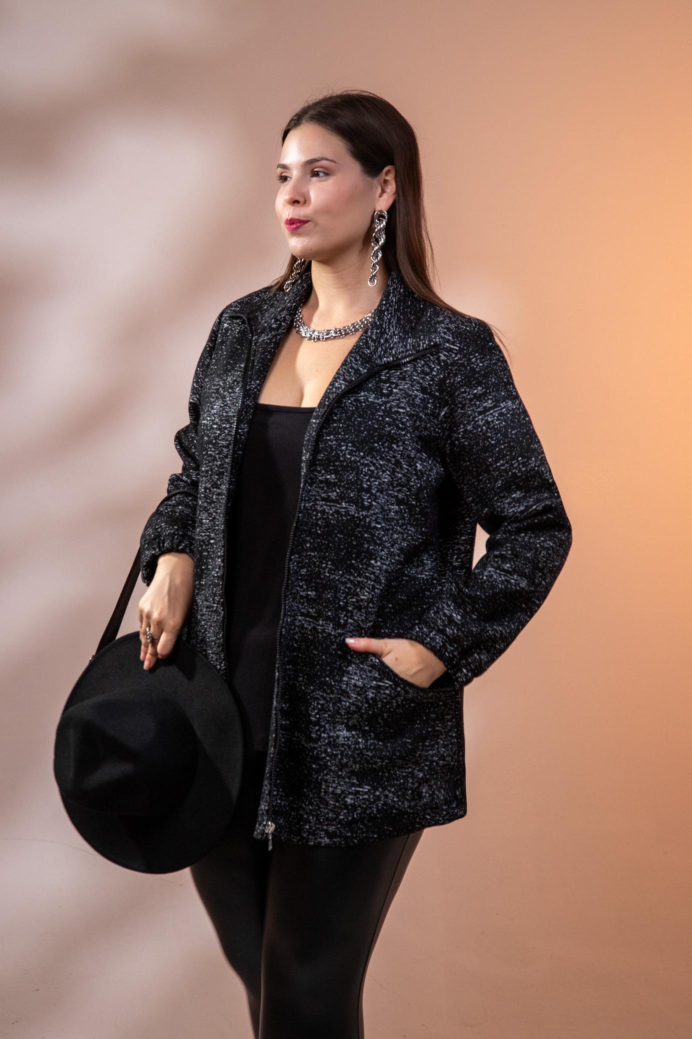 Büyük Beden 1212095 Fermuarlı Ceket  Siyah