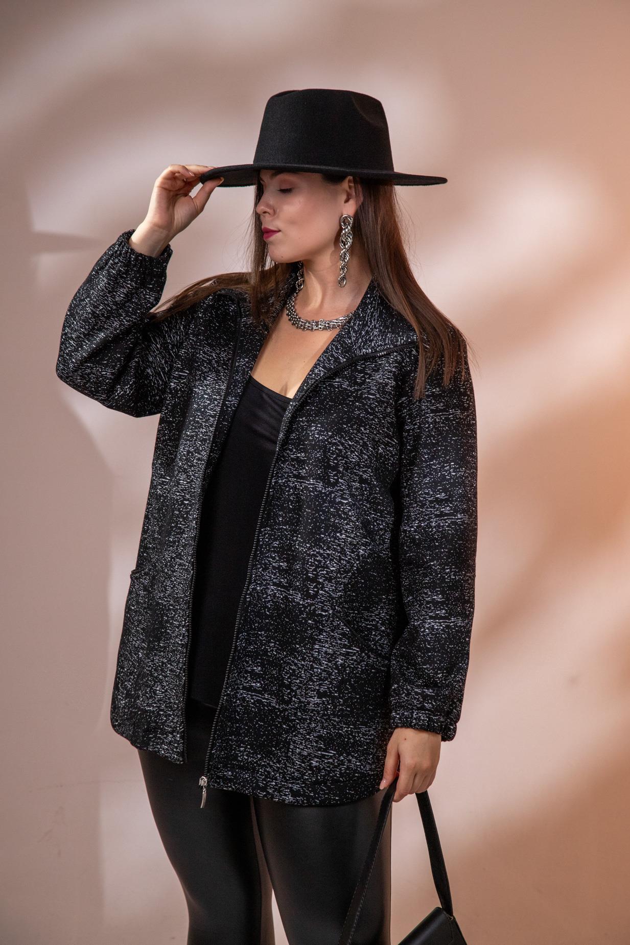 Büyük Beden 1212095 Fermuarlı Ceket  Siyah